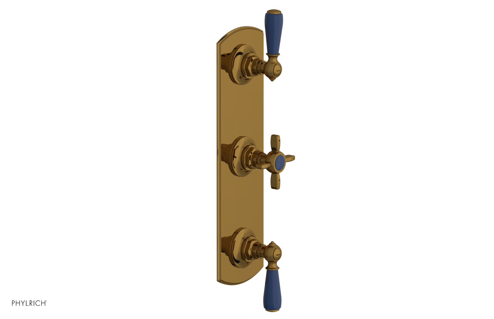 Jamestown Thermostatic Shower Valve with Dual Volume Control - Navy Blue Accents (Model 4-740) for Modern Bathroom & Spa Experience
