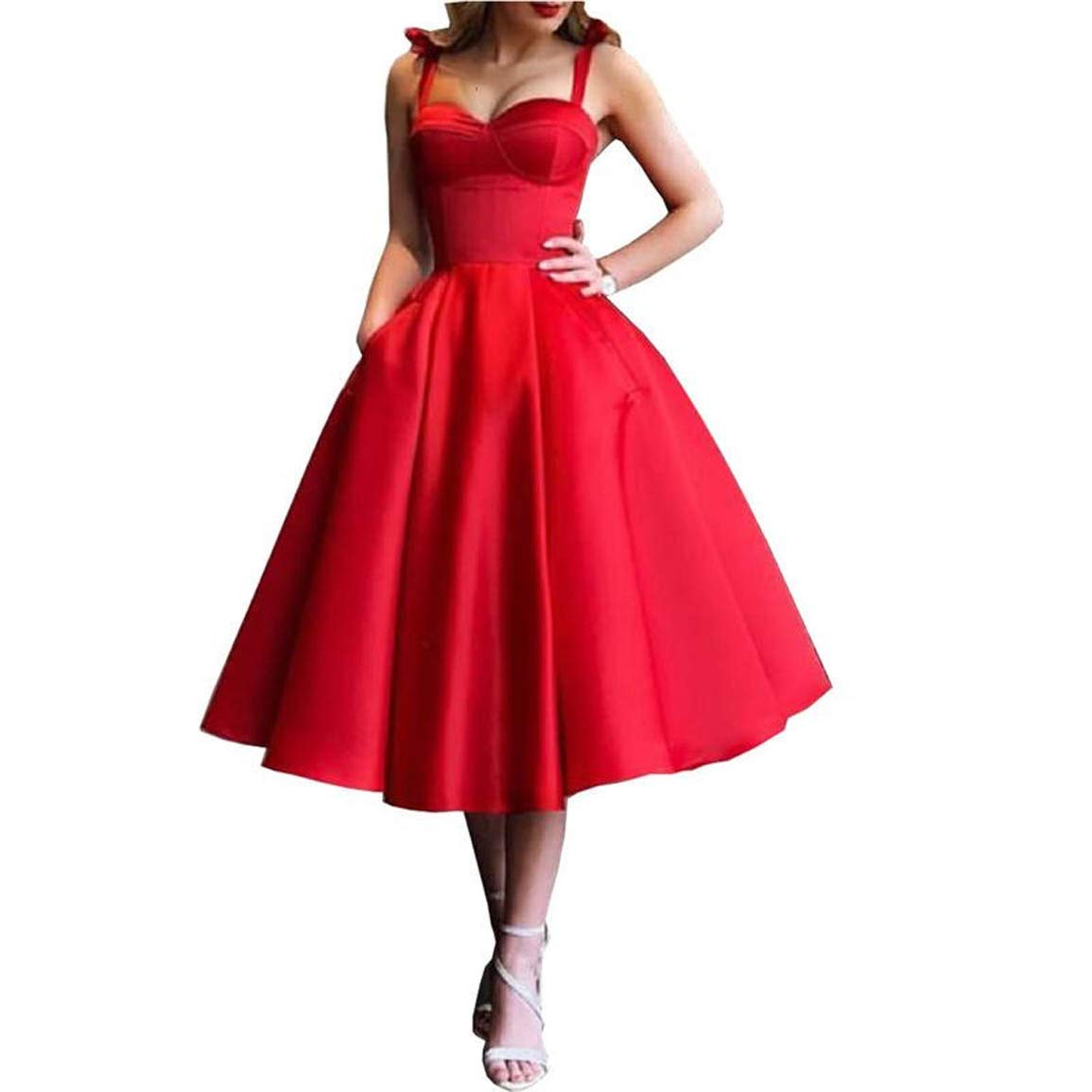 Elegant Women's Spaghetti Strap Sweetheart Neckline A-Line Backless Prom Dress - AR202 | Homecoming, Cocktail Party & Formal Ball Gown for Special Occasions