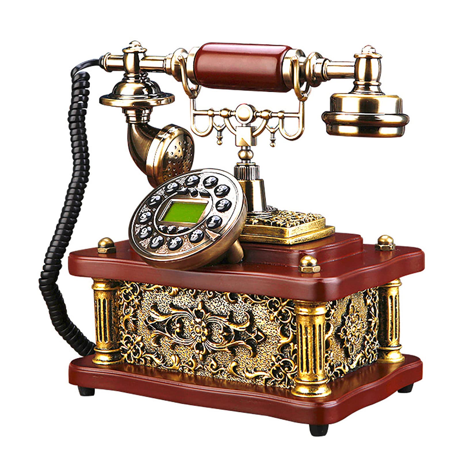 Vintage Retro Corded Push Button Telephone with LCD Display & Redial Function - Classic Antique Desk Phone for Home, Office & Hotel Decor - Perfect for Vintage Themed Spaces, Reception Areas and Nostalgic Gift Giving