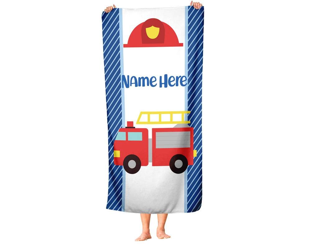 Custom Personalized Kids' Beach Towels - Police, Firetruck, Dump Truck & Construction Designs for Boys & Girls | Large Soft Absorbent Towel for Pool, Bath & Outdoor Fun | Perfect for Swimming, Beach Trips & Summer Activities