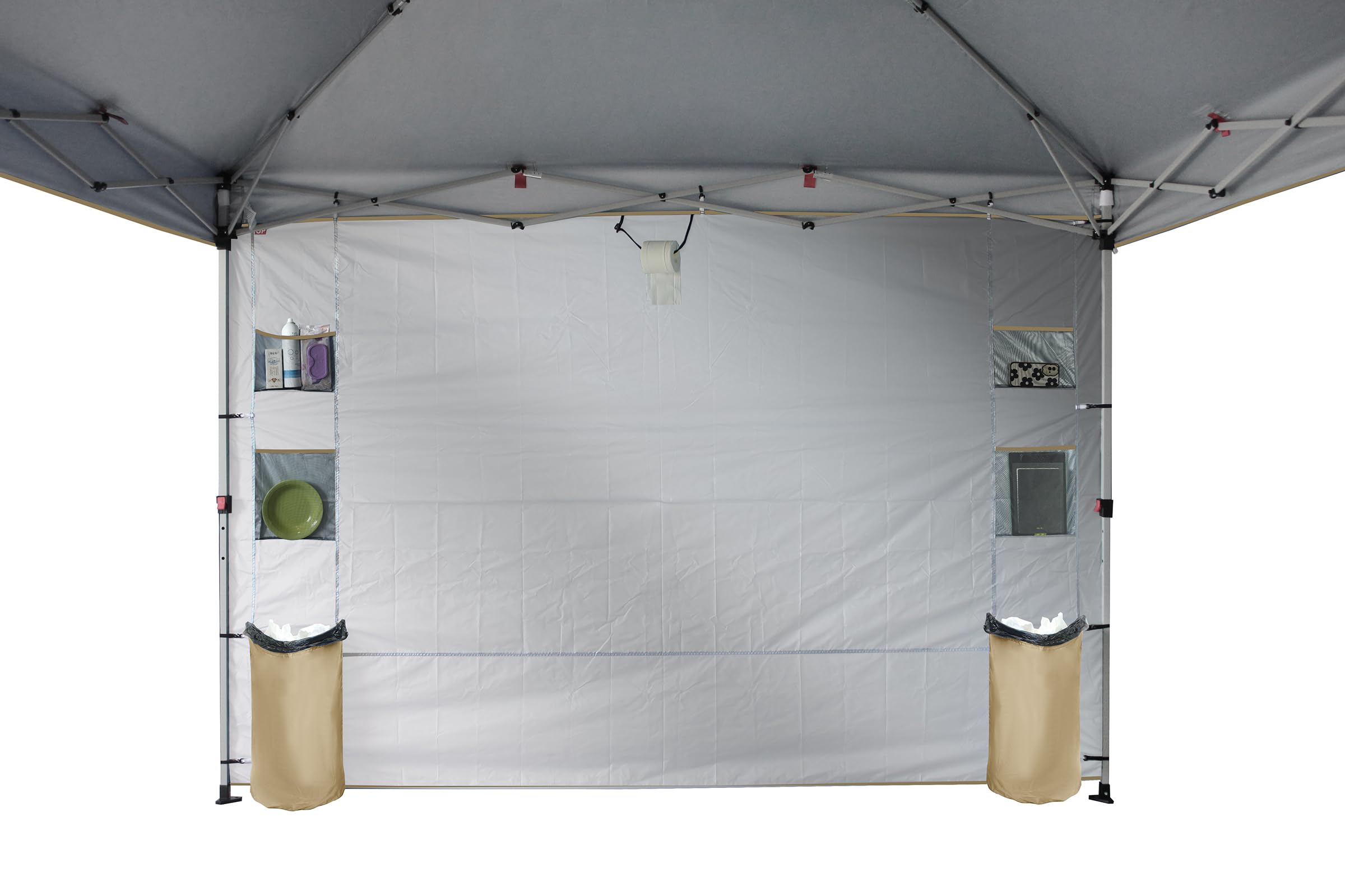 10x10 Pop Up Canopy Tent with Sidewalls & Pockets - Portable Instant Sun Shelter for Camping, Beach, Backyard & Outdoor Events - Easy One-Person Setup with Center Lock - Beige CROWN SHADES Canopy