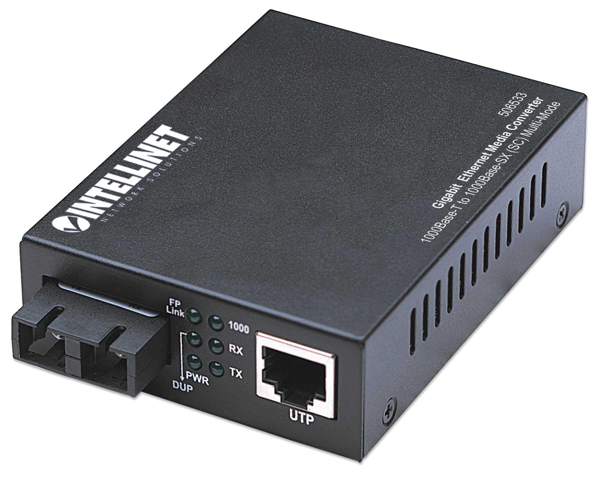 INTELLINET 506533 Gigabit Ethernet Media Converter - High-Speed Network Adapter for Home & Office Networking | Perfect for Expanding Wired Connections in Smart Homes and Business Networks