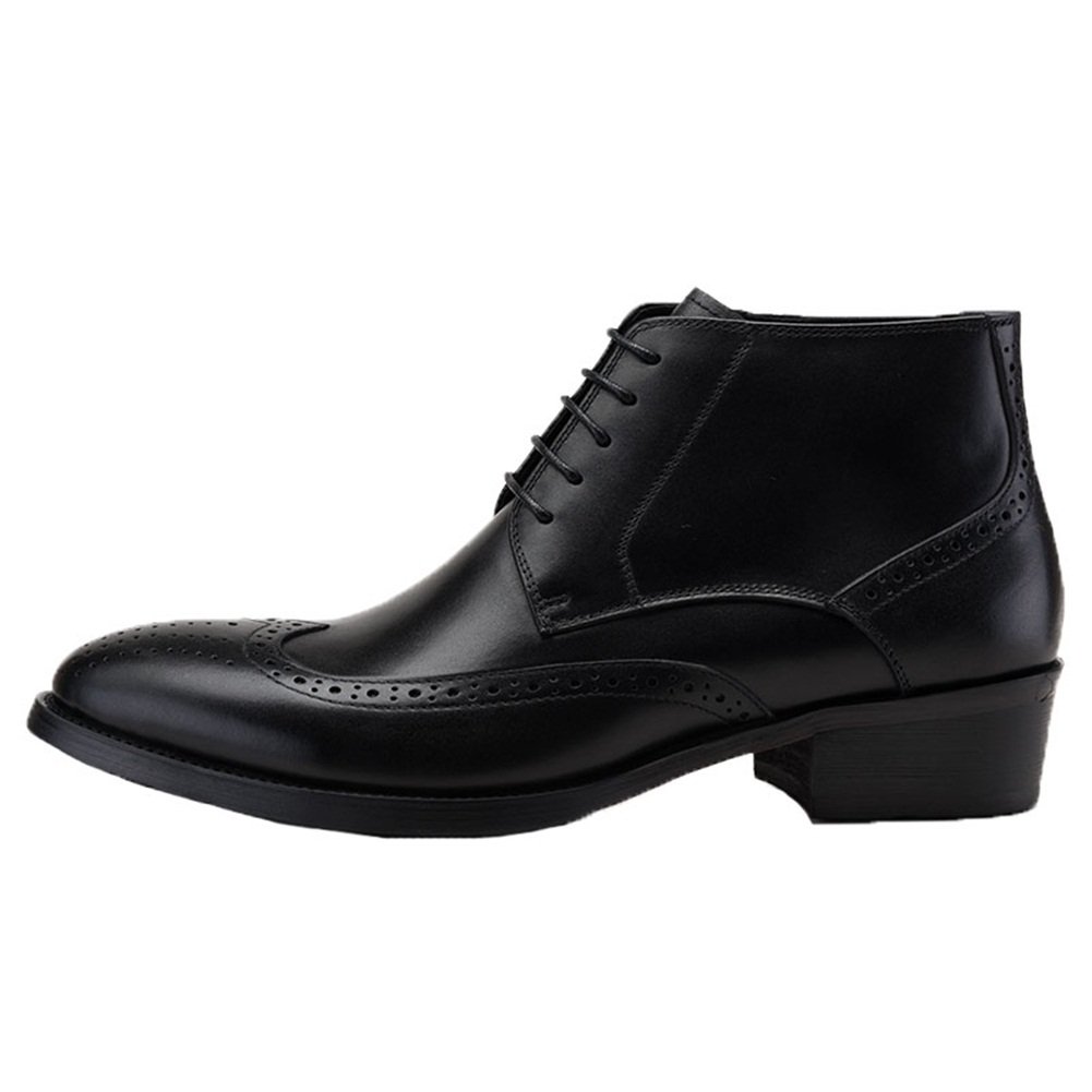 Santimon Men's Leather Brogue Dress Boots - Wingtip Lace Up Ankle Boots for Formal & Casual Wear | Office, Wedding & Night Out Shoes