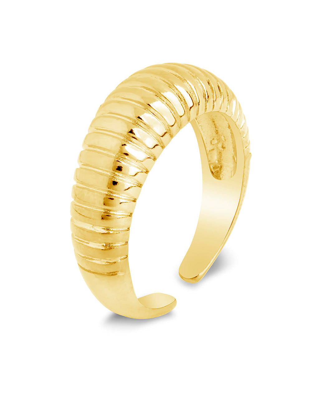 Elegant Ribbed Open Bombe Ring - Stackable Gold & Silver Statement Jewelry for Women - Perfect for Parties, Weddings & Everyday Wear