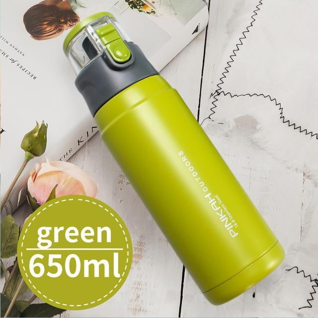 PINKAH 650ML Stainless Steel Vacuum Insulated Thermo Mug - Leak Proof Sport Style Outdoor Water Bottle for Hiking, Camping & Gym - Keeps Drinks Hot/Cold for 24 Hours