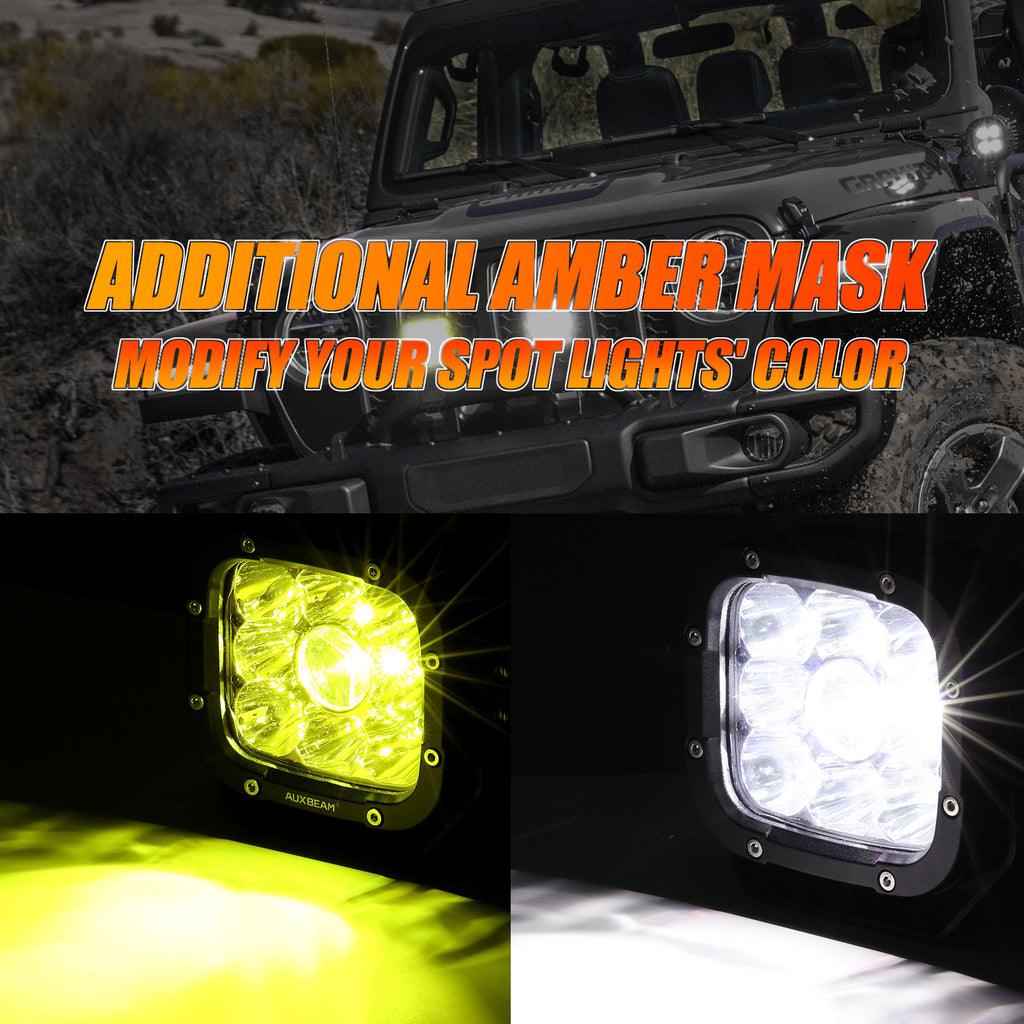 5 Inch 110W LED Driving Lights with Amber Covers & 22 Inch 5D PRO Series LED Light Bar Combo - High Performance Off-Road Lighting for CBR1000RR, ATV, UTV, Trucks and Buggies - Perfect for Night Riding, Trail Adventures and Off-Road Racing