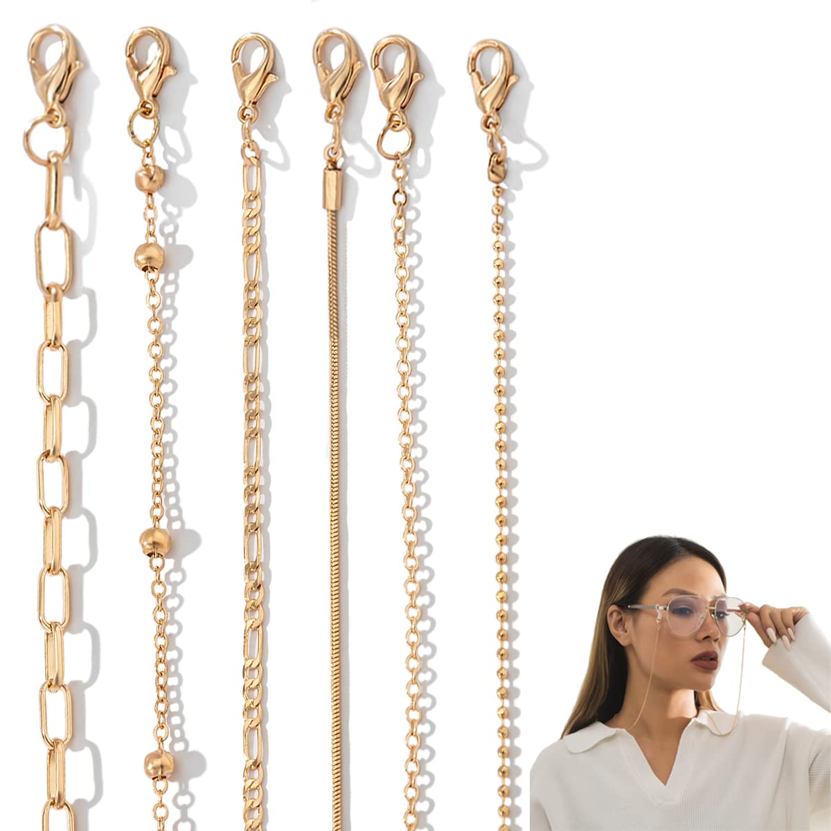 6Pcs Stylish Glasses Chain for Women - Fashion Mask & Eyewear Accessories - Perfect for Reading & Work