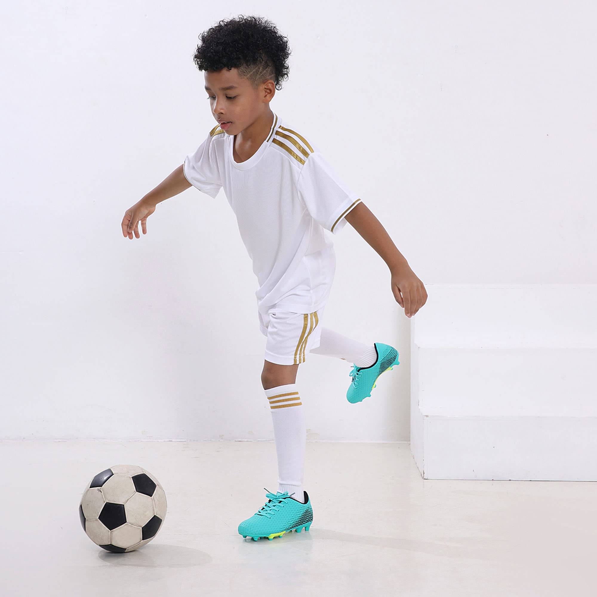 Hawkwell Kids Soccer Cleats - Firm Ground Outdoor Football Shoes for Toddler, Little & Big Kids - Lightweight Comfortable Athletic Footwear for Training, Games & Matches