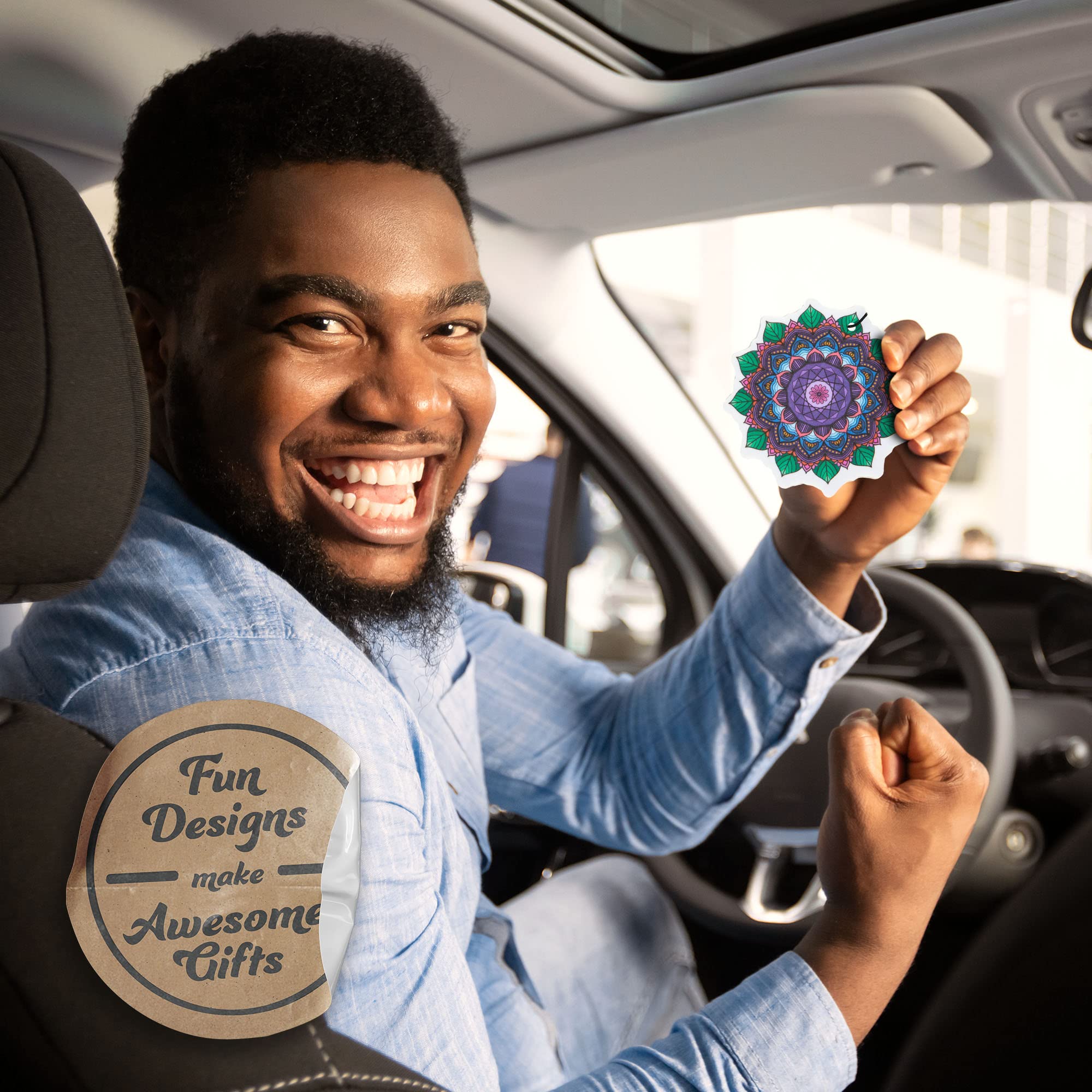 6 Pack Mandala Car Air Freshener with Essential Oils - Natural Scented Fresheners for Car, Home & Office | Fresh Fresheners Brand
