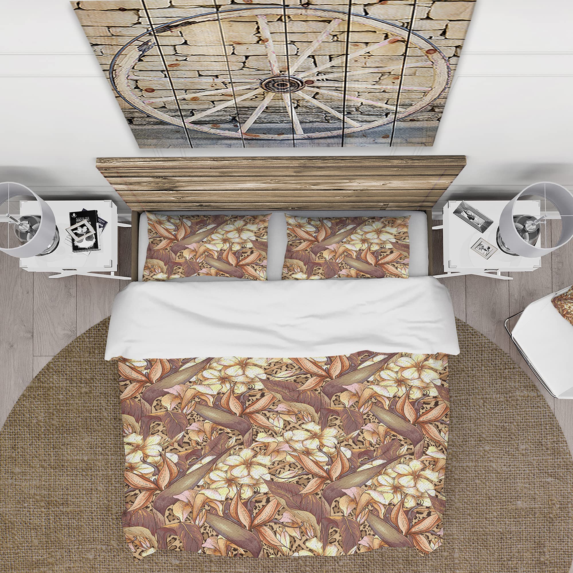 Exotic Tropical Flower Duvet Cover Set - Queen Size, 100% Cotton, Vibrant Floral Bedding for Beach House, Boho Bedroom & Summer Decor