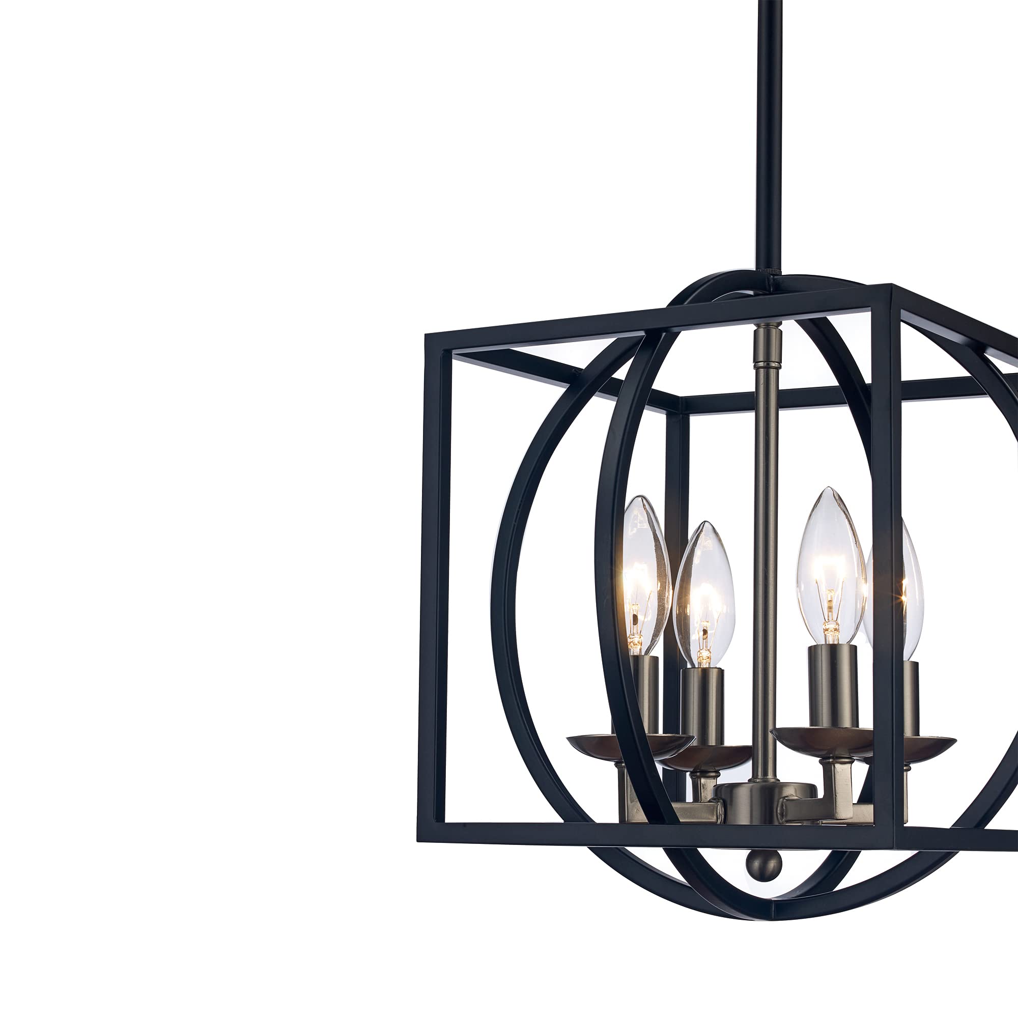 TRANS GLOBE Chattanooga 4-Light Square Candle Chandelier - Modern Farmhouse Ceiling Light Fixture for Dining Room, Bedroom, or Entryway