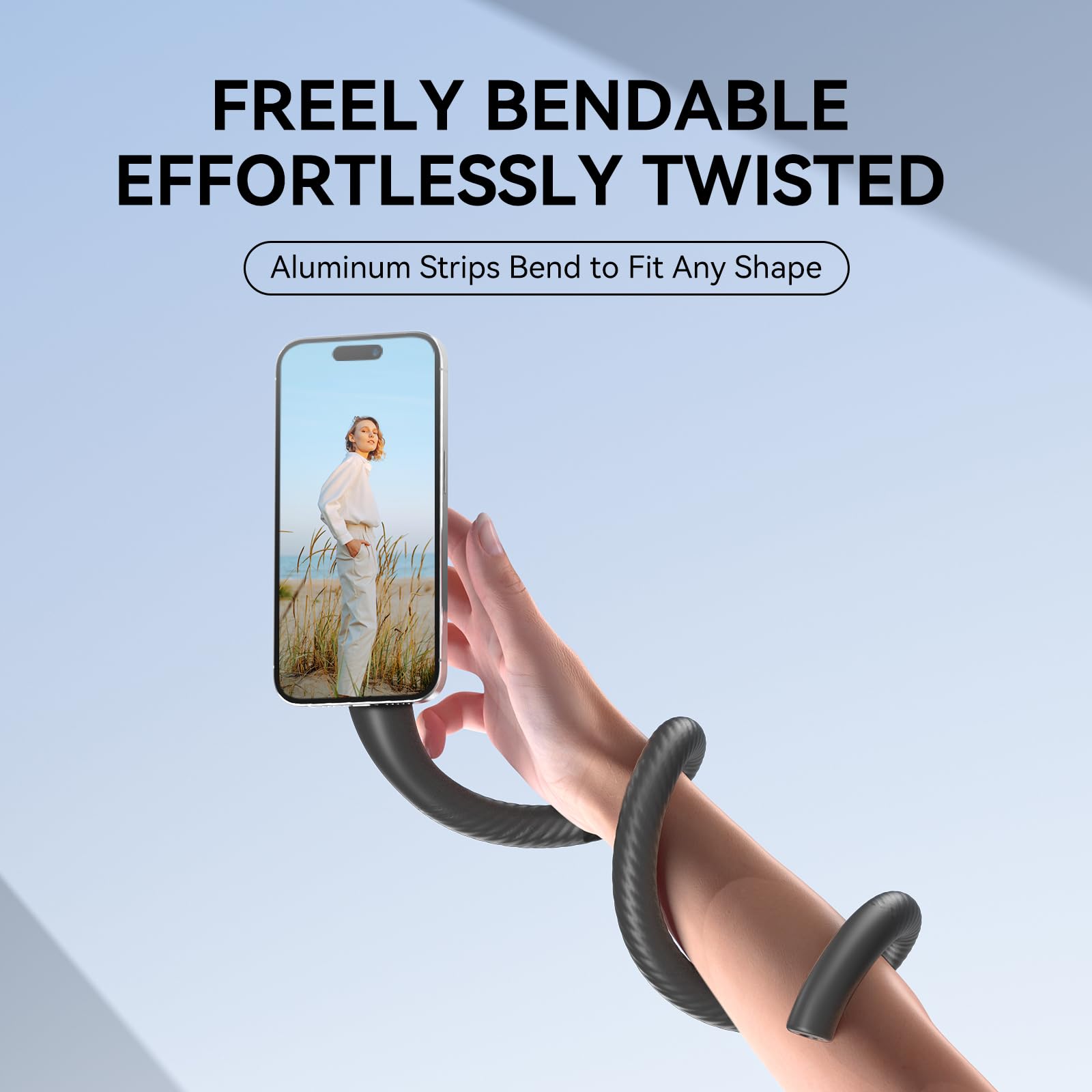 TELESIN Flexible Magnetic Phone Holder, Portable Magsafe Phone Stand & Selfie Stick for iPhone, Samsung, Action Cameras - Perfect for Shopping, Treadmill, Stroller, Vlogging (Black)