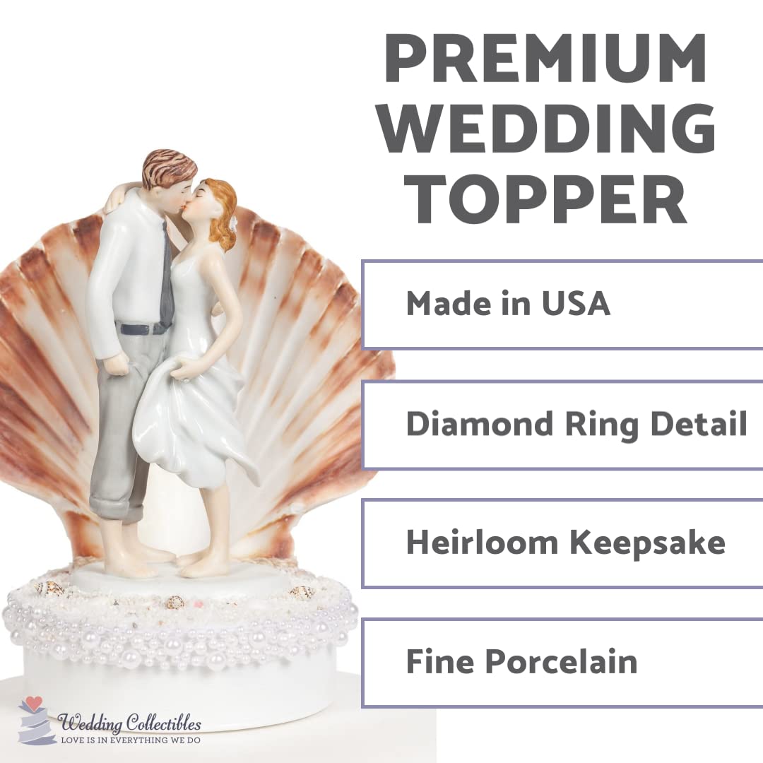 Elegant Beach Wedding Cake Topper with Seashell Design - Perfect for Destination Weddings, Beach Theme Ceremonies & Romantic Getaways