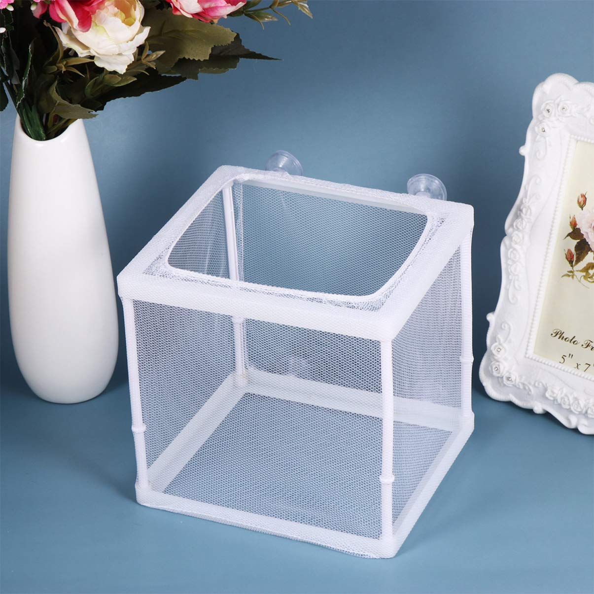 Balacoo S Fish Tank 2PCS Aquarium Breeding Box - Hatching Incubator with Water Separation Net, Floating Isolation Container for Fish Fry, Shrimp & Betta - Perfect for Aquarium Breeding, Nursery & Tank Separation (White, Size S)