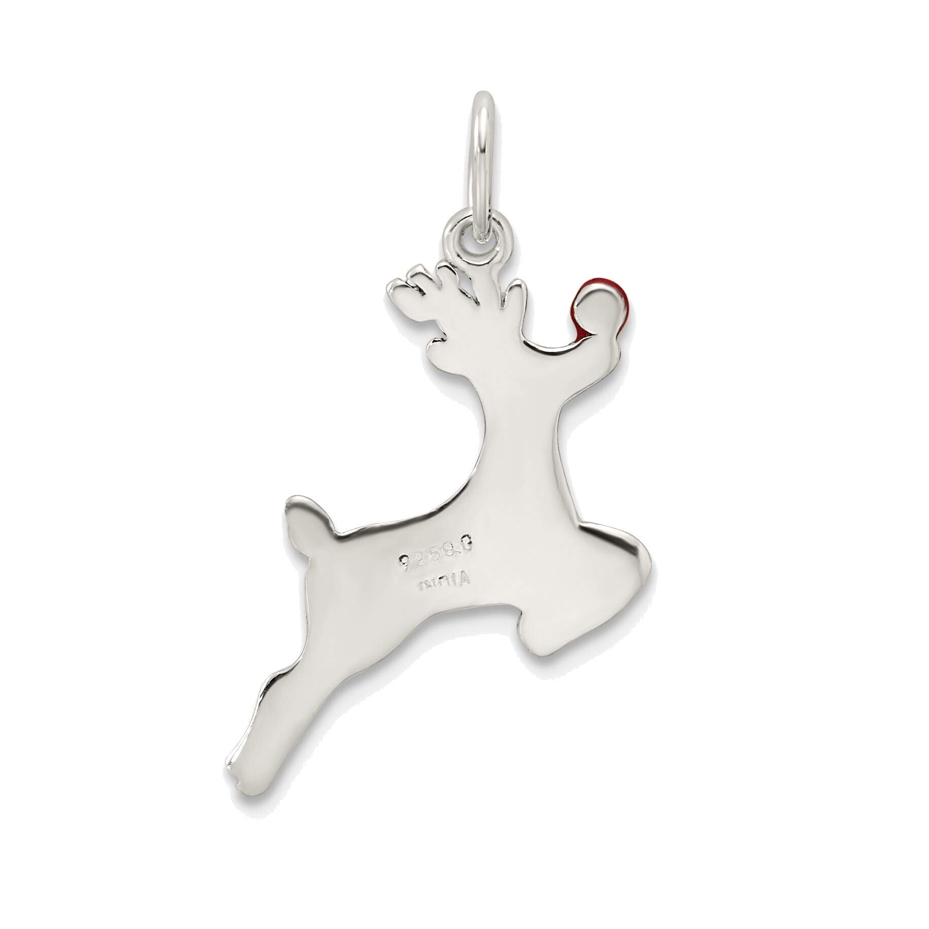 Sterling Silver Reindeer Pendant - Elegant Enamel Jewelry for Christmas Gifts