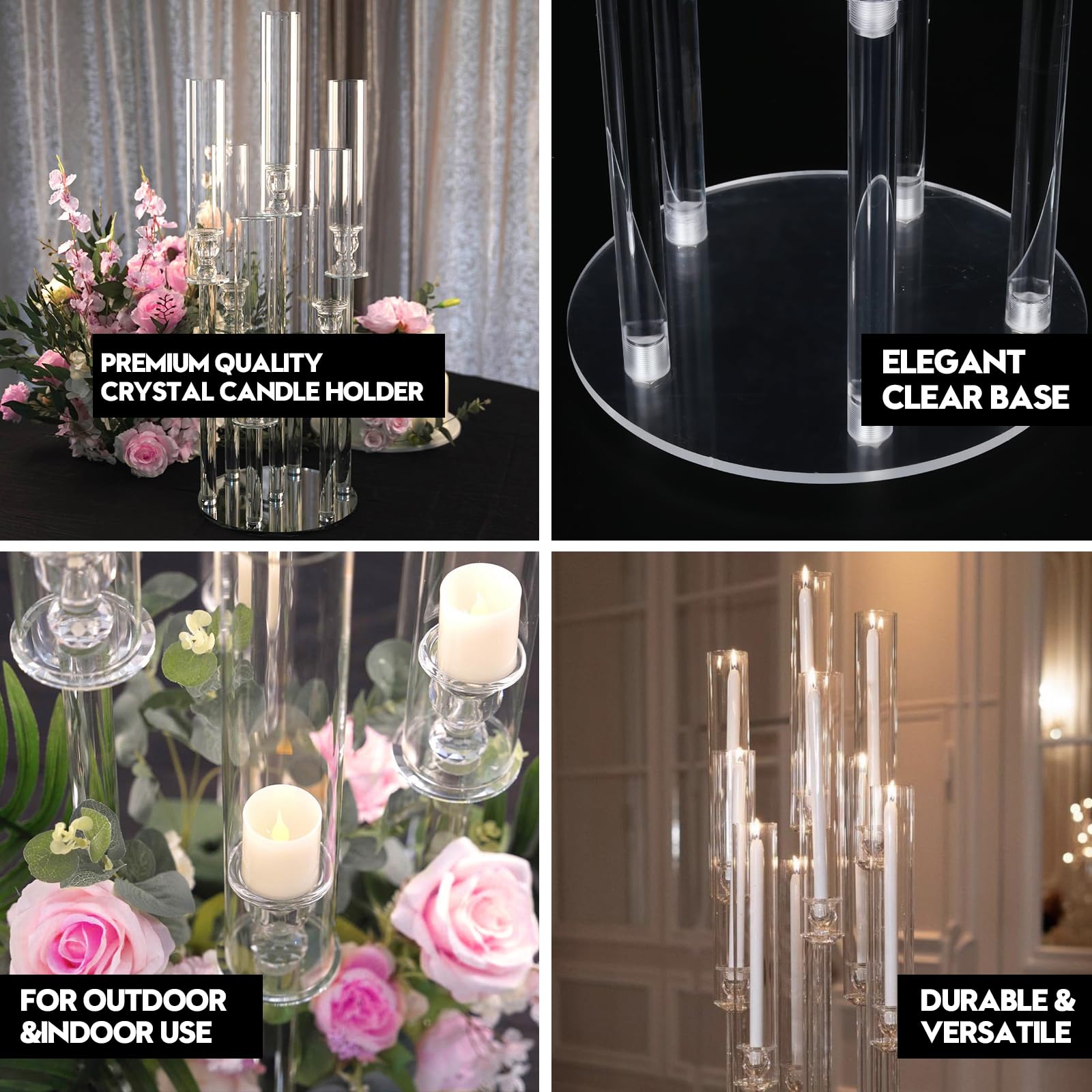 4-Piece 5-Arm Acrylic Candelabra Set - 27