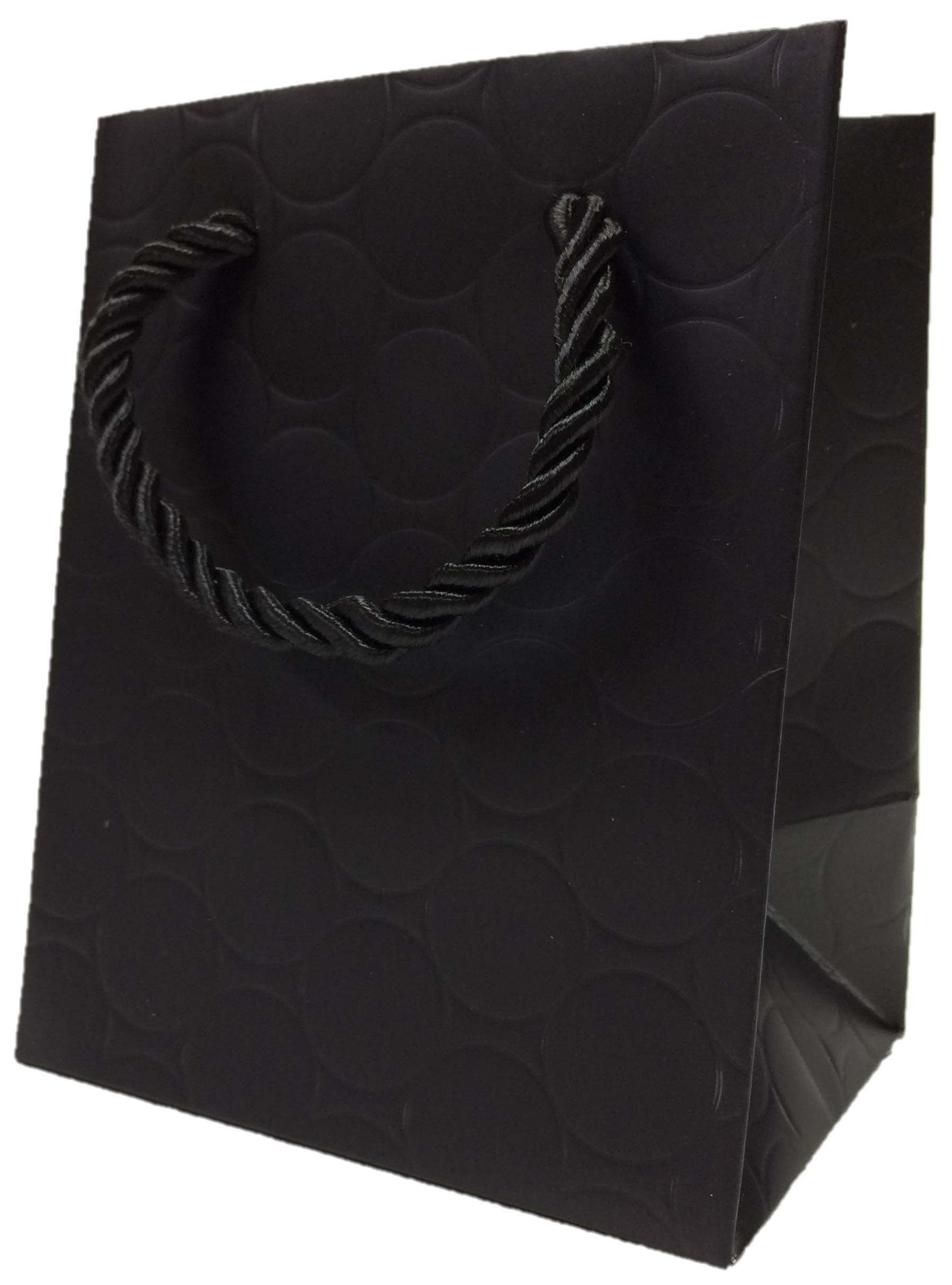 Premium Small Black Gift Bags Bulk with Luxury Handles - 4x3x5 Inches (144 Pack) - Elegant Embossed Paper Shopping Bags for Jewelry, Party Favors, Wedding Gifts & Merchandise Display - Perfect for Retail Packaging, Birthday Parties & Special Events