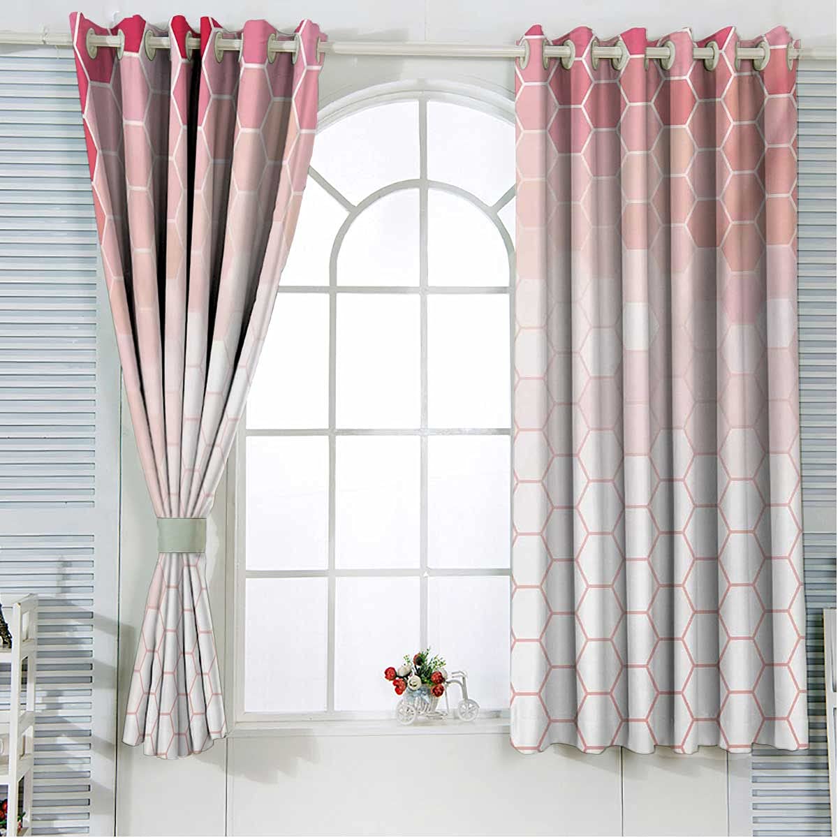 72 Inch Pale Pink Blackout Curtains - Coral Peach & Hot Pink Thermal Insulated Grommet Drapes for Bedroom & Living Room (2 Panels, 63x72 Inch) - Perfect for Light Control, Privacy & Home Decor