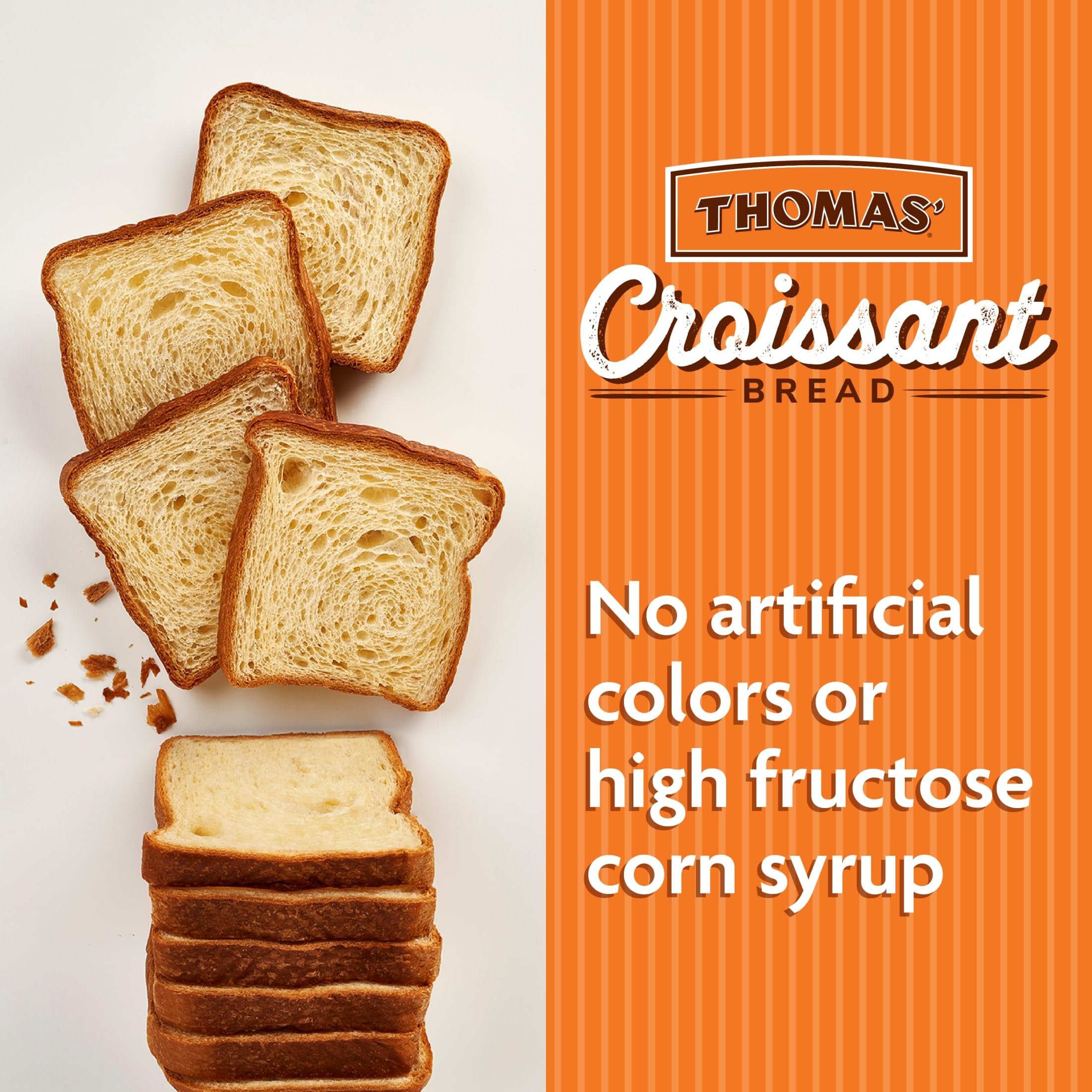 Thomas' Original Croissant Bread - 13.5 oz Pack | Buttery, Flaky Pastry for Breakfast, Brunch & Snacking | Perfect for Sandwiches & French Toast