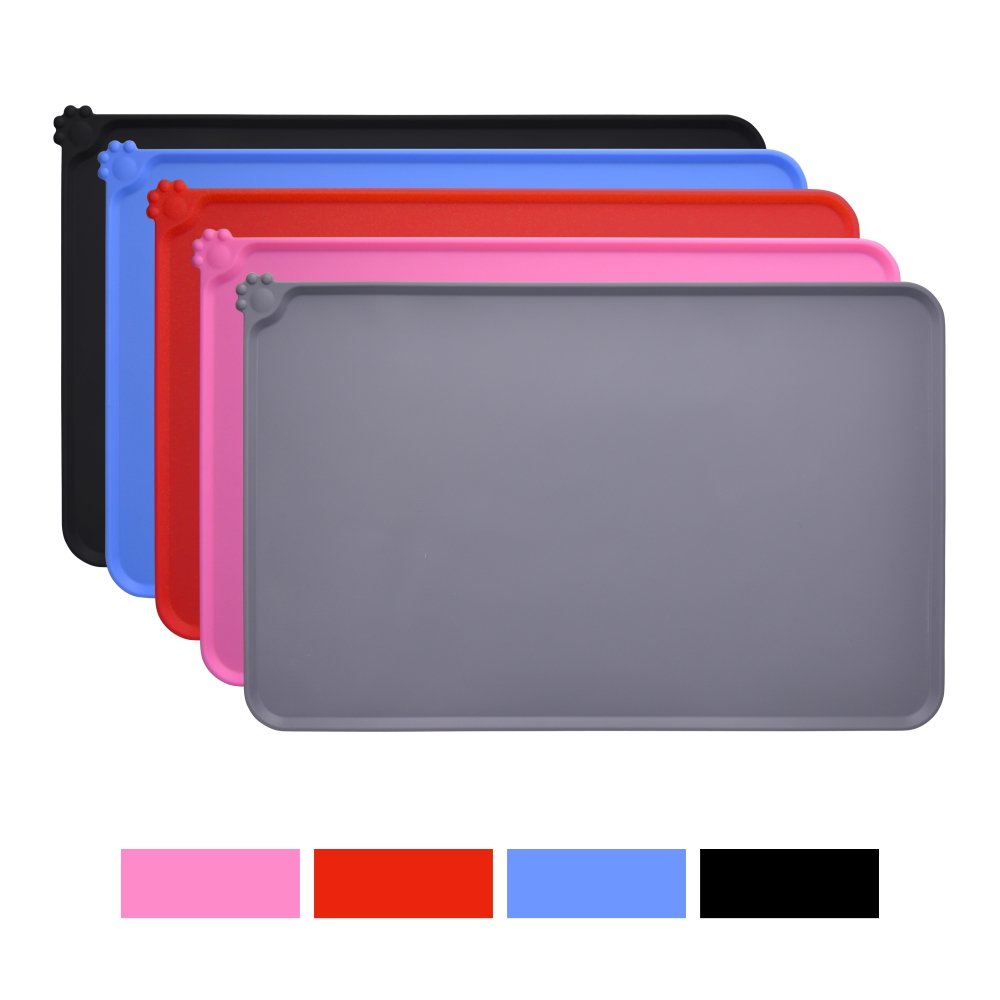 Premium Silicone Dog Food Mat - Non-Slip Waterproof Pet Feeding Mat for Dogs & Cats - Large 18.5