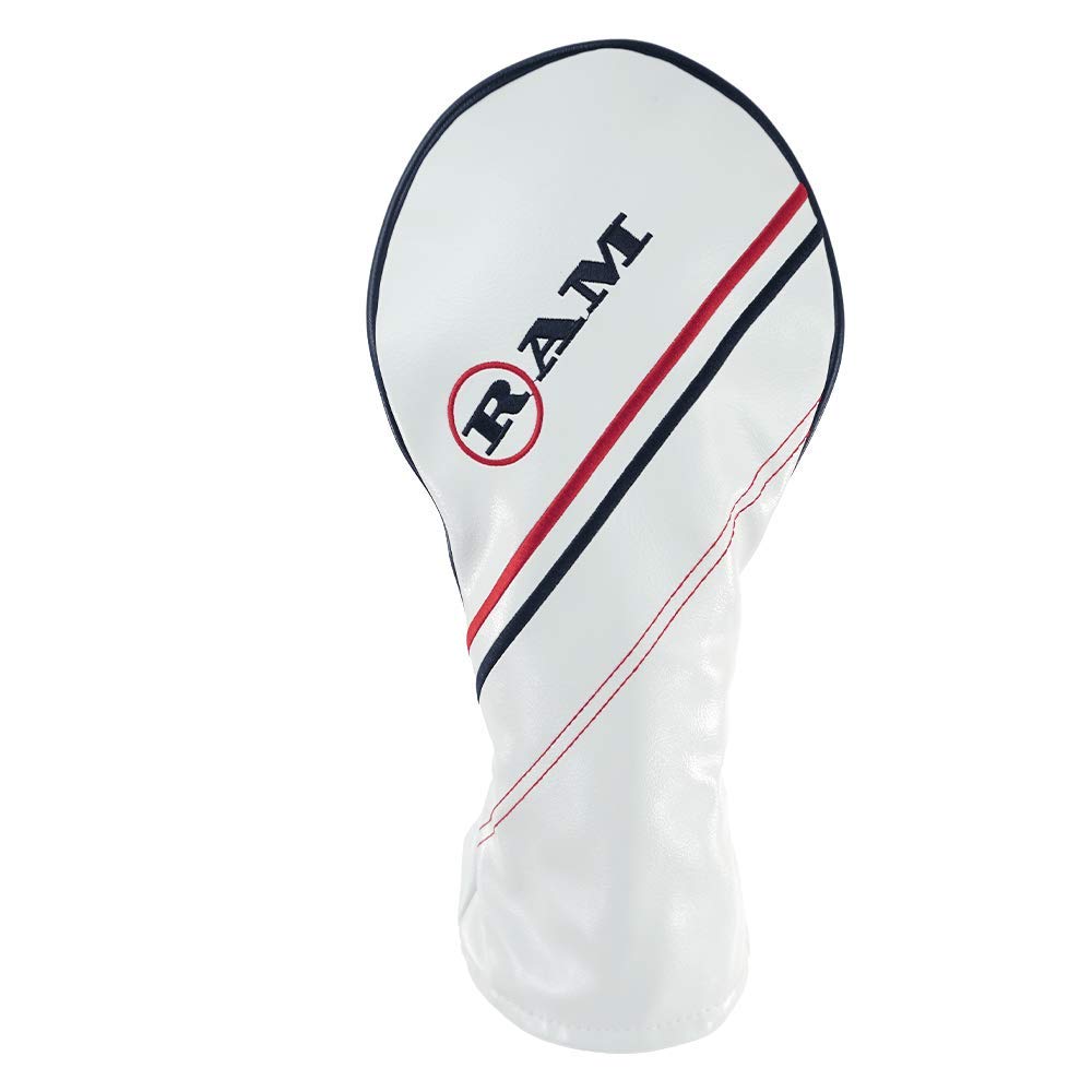 Ram Golf FX PU Leather Headcovers - Premium White Golf Club Protectors for Drivers, Woods & Hybrids | Perfect for Golf Course & Driving Range