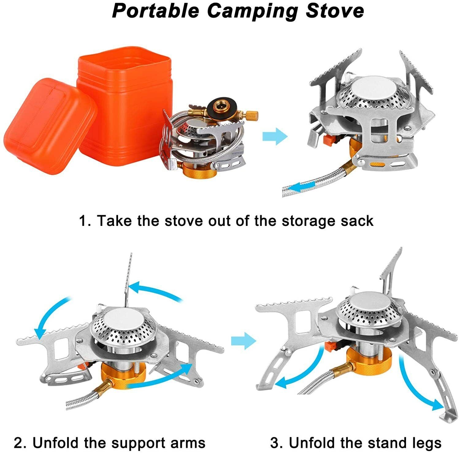 3700W Ultralight Portable Gas Stove with Piezo Ignition - Compact Camping Burner with Carrying Case for Outdoor Cooking, Backpacking & Picnics