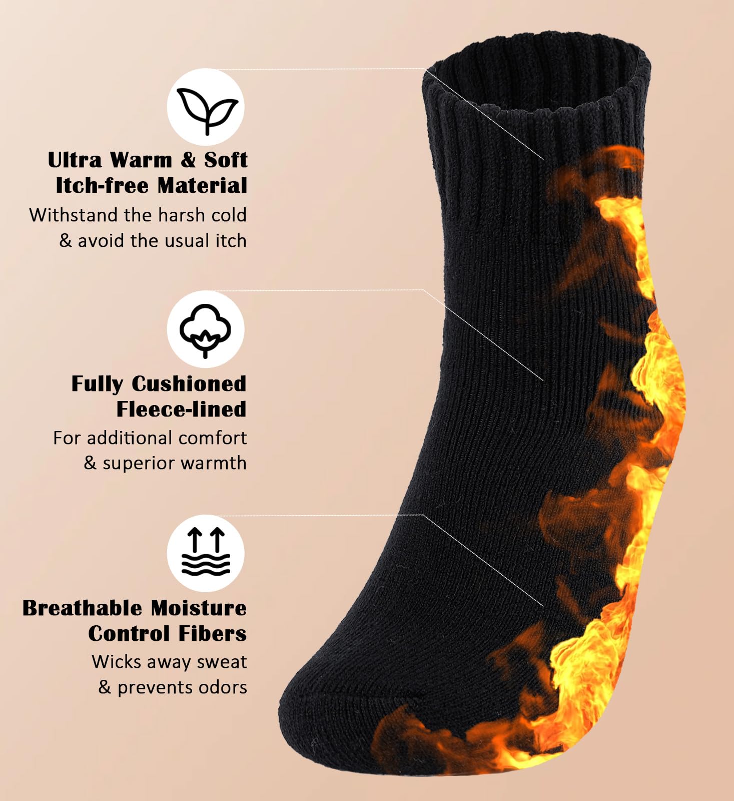 KANAV Women's Thermal Winter Socks - Thick Soft Warm Slouch Socks for Women, Cozy Non-Slip Casual Socks | Perfect for Cold Weather, Snow Boots, Home Wear & Outdoor Activities