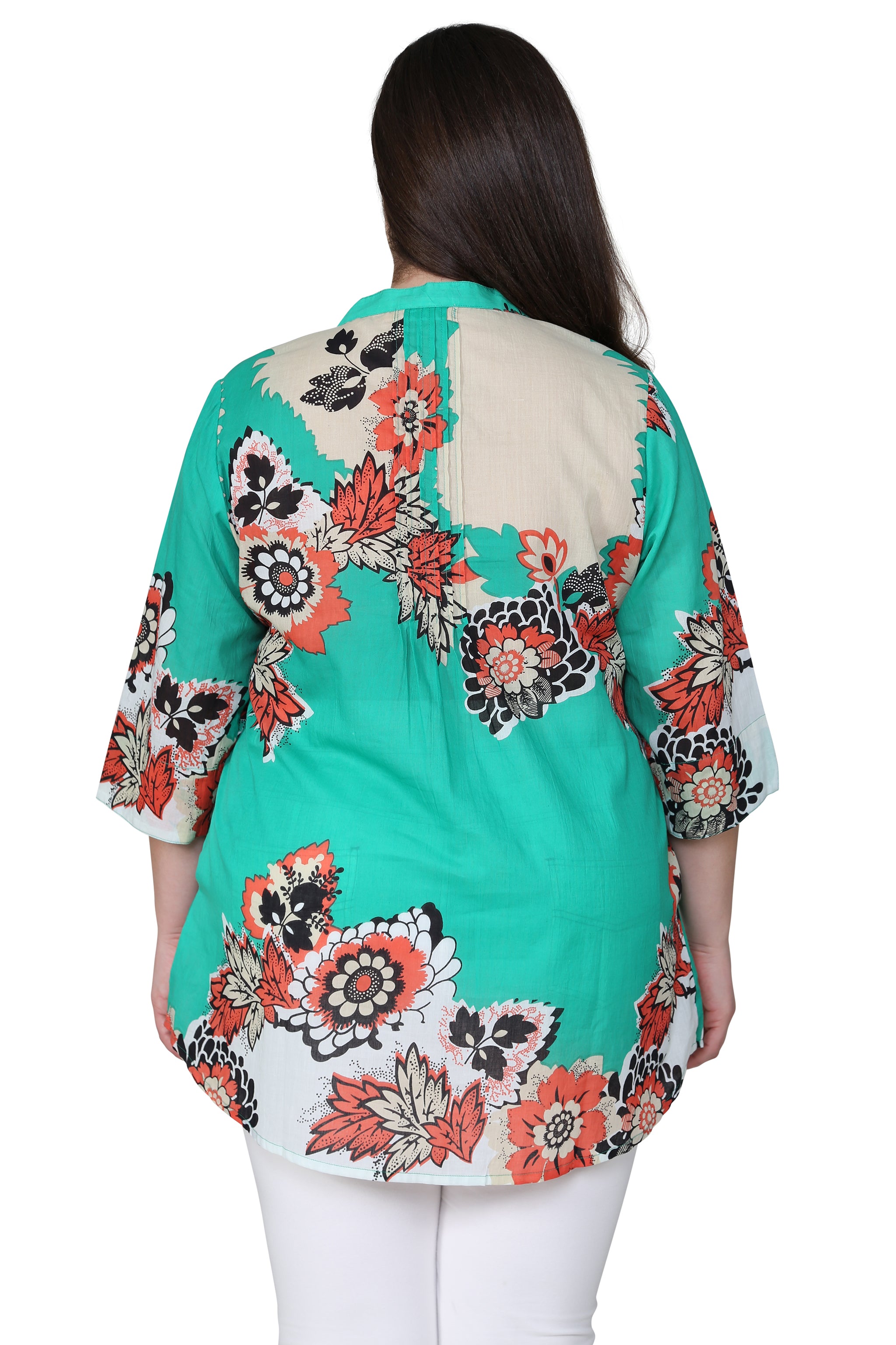 Plus Size Pop Art Floral Print Tunic Top - Women's Casual Blouse for Summer, Beach & Vacation Wear