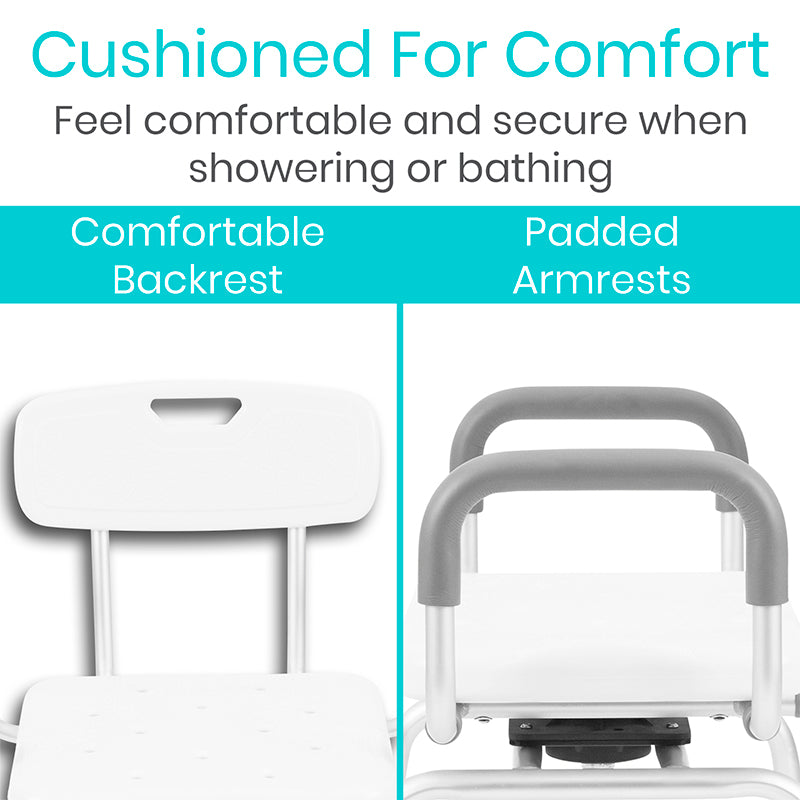 Swivel Shower Chair for Elderly & Disabled - Adjustable Height Bath Seat with Non-Slip Rubber Tips - Safe Shower Stool for Bathroom Safety & Mobility Assistance