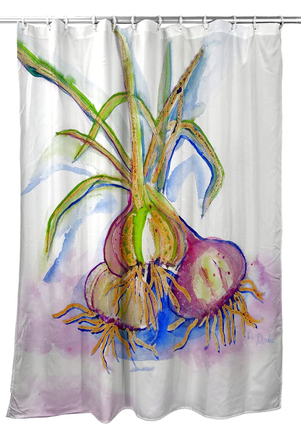 Betsy Drake Vintage Style Vidalia Onions Print Shower Curtain - Waterproof Bathroom Decor for Farmhouse, Country Kitchen & Retro Themed Homes