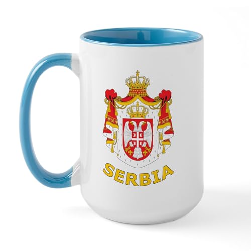 White/Blue Inside - Stylized Serbia Large Mug