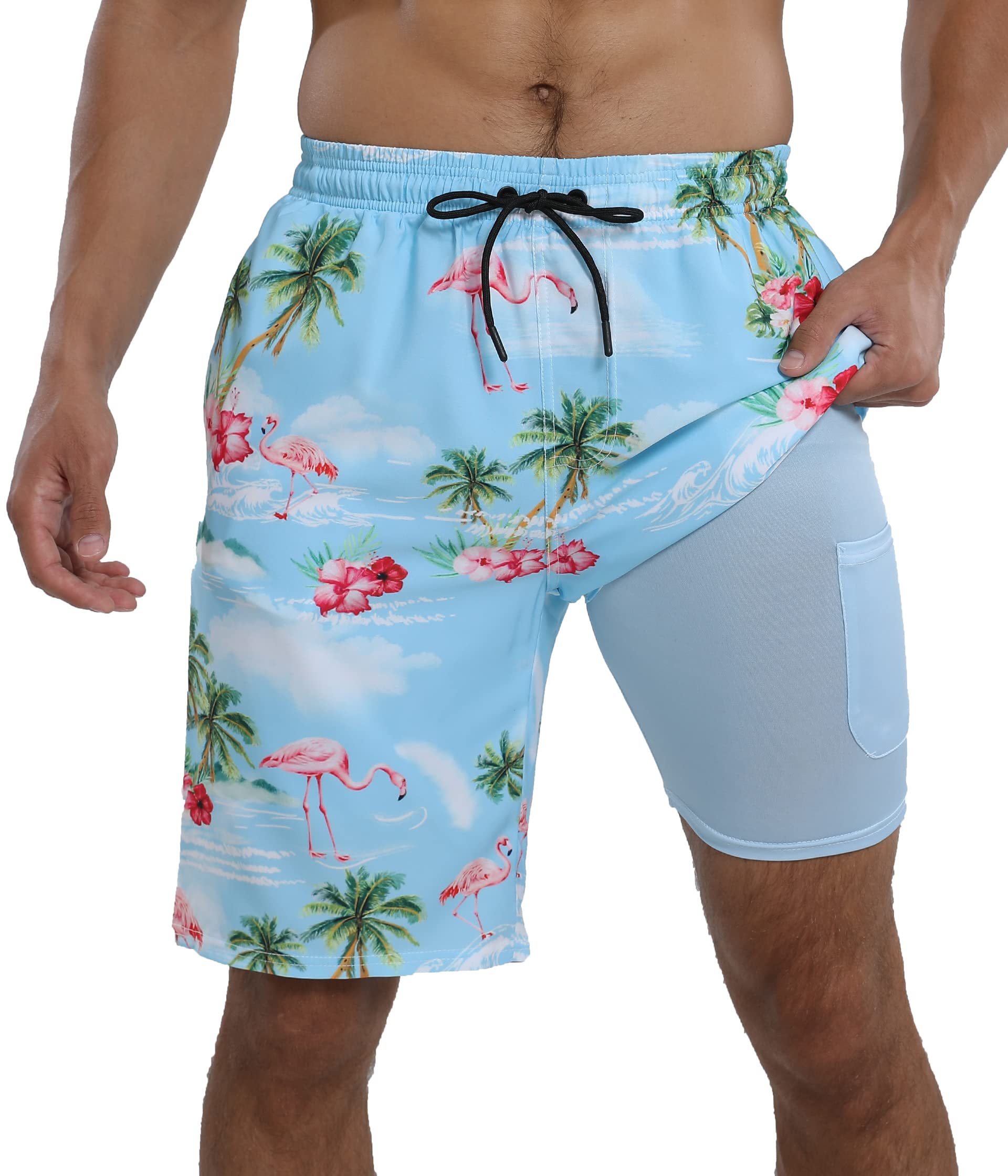**Men's Quick-Dry Swim Trunks with Compression Liner - UPF 50+ Board Shorts for Swimming, Surfing, Beach & Sports | Lightweight & Comfortable for Summer Activities**
