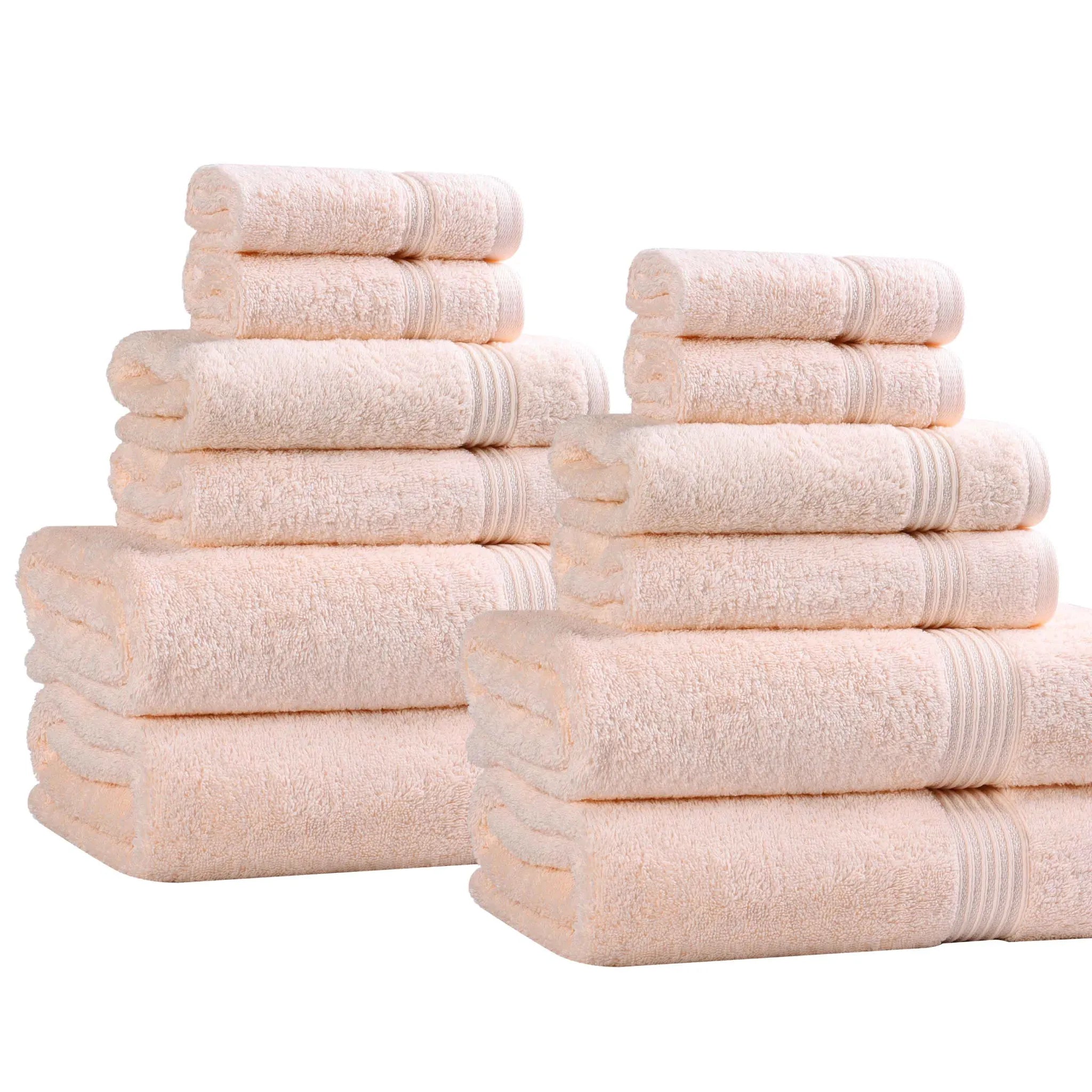 Premium 12-Piece Egyptian Cotton Towel Set - Ultra Soft, Highly Absorbent Bath & Beach Towels for Luxury Spa, Hotel, and Home Use