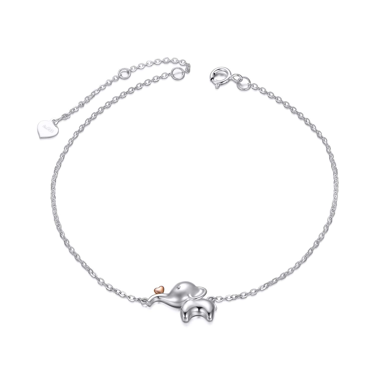 14K Gold Lucky Elephant Ankle Bracelet for Women - Real Gold Anklet Gift for Animal Lovers, Adjustable 8.6+0.8+0.8 Inch - Perfect for Yoga, Beach Wear & Boho Fashion