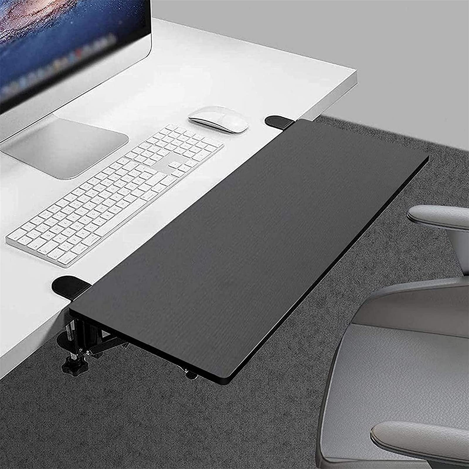 LIJCC Under Desk Keyboard Tray - 25x9.8 Inch Clamp-On Computer Keyboard & Mouse Drawer for Home & Office - Ergonomic Workspace Solution for Desks, Gaming Setups & Compact Spaces