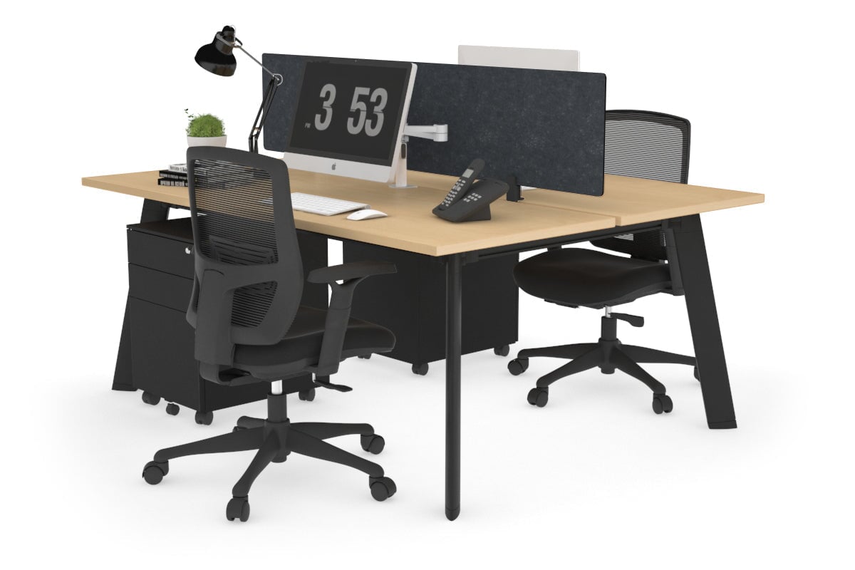 2-Person Workstation with Black Frame - 1200L x 700W Office Desk for Collaborative Workspaces | Perfect for Home Office, Coworking Spaces & Team Projects