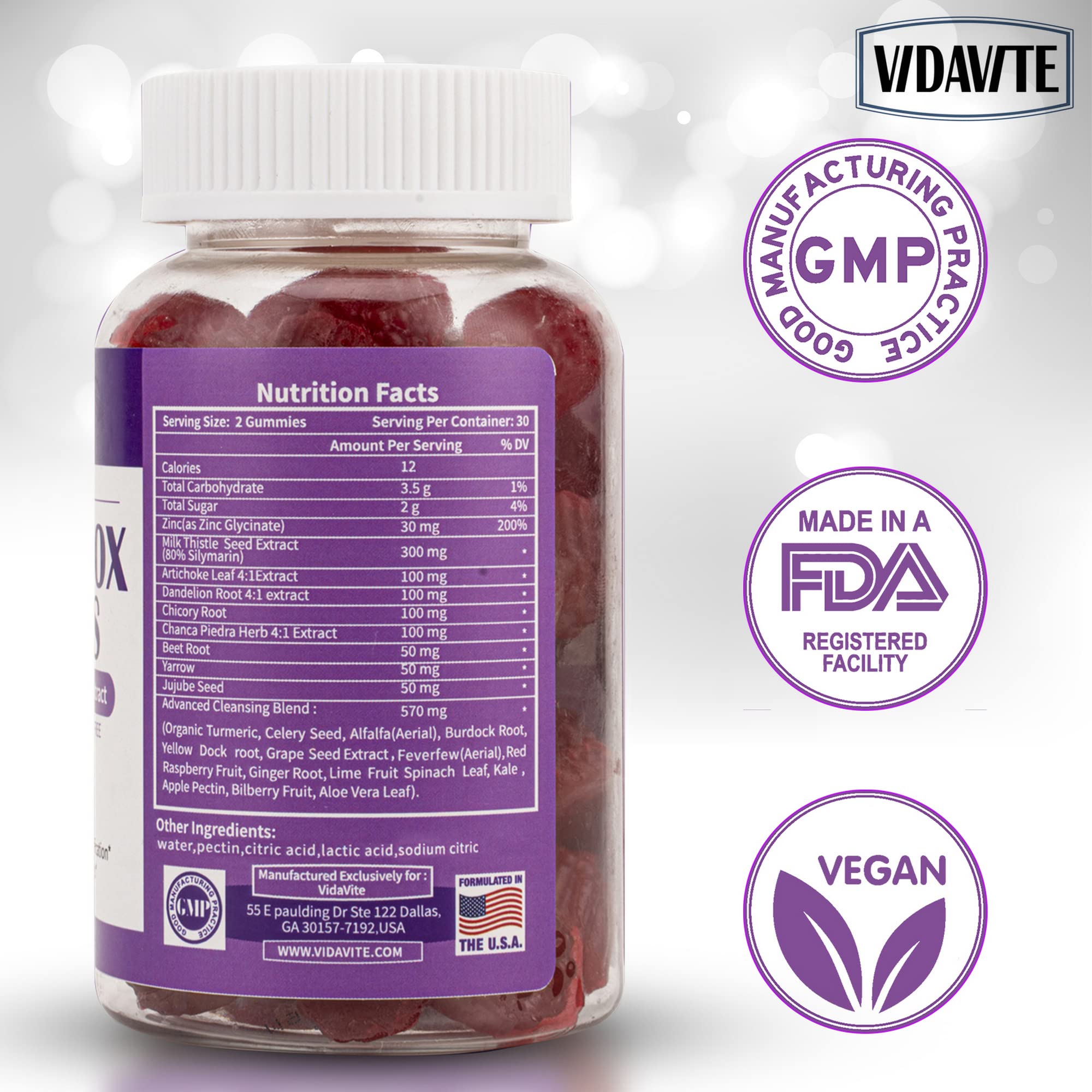 Liver Cleanse Detox & Repair Gummies with Fruits, Greens and Veggies - 30-Day Supply for Liver Support & Digestive Health | Perfect for Daily Detox, Post-Party Recovery & Wellness Routine