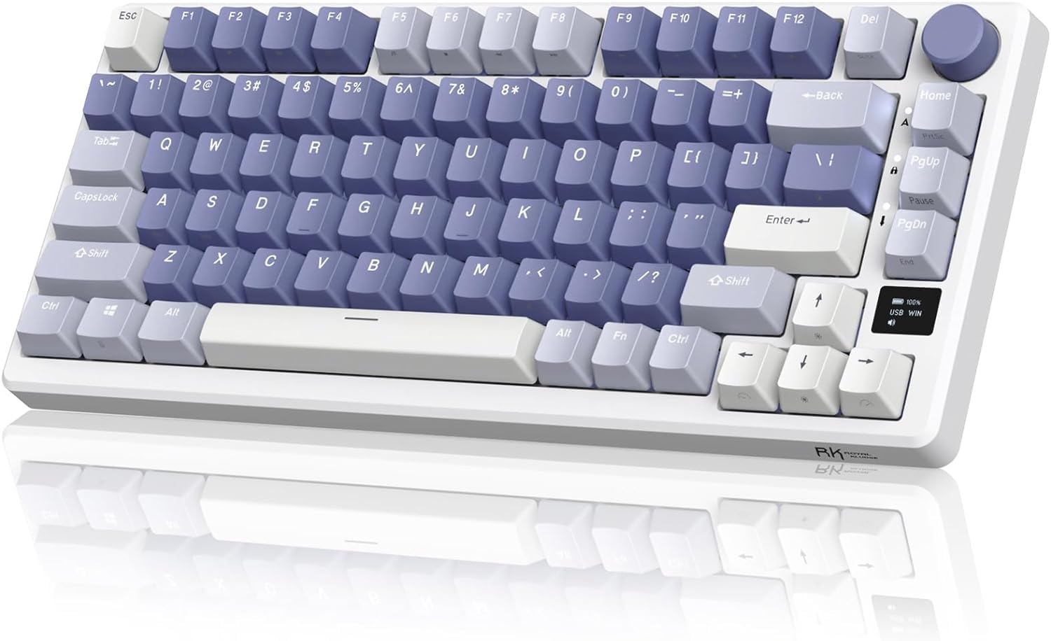 RK ROYAL KLUDGE M75 75% Wireless Mechanical Gaming Keyboard - OLED Smart Display, Volume Knob, RGB Backlit, Hot-Swappable Brown Switches (2.4G/USB-C/BT) - Gasket Mounted 81-Key Compact Design for PC, Mac, Office & Esports Gaming