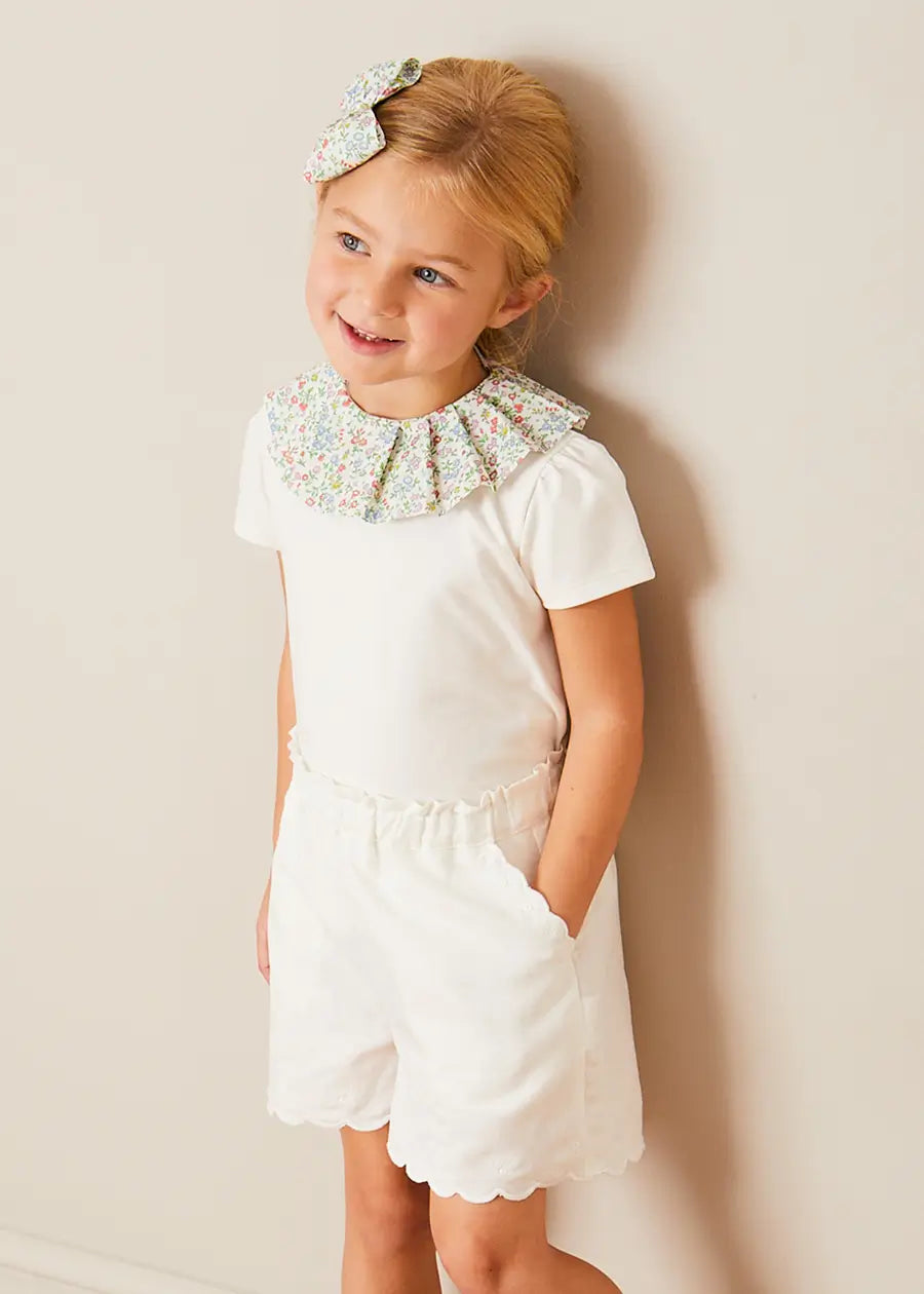 Liberty Fabric Floral Collar Top for Girls 2-10 Years | Pink Ruffled Blouse for Special Occasions & Photoshoots