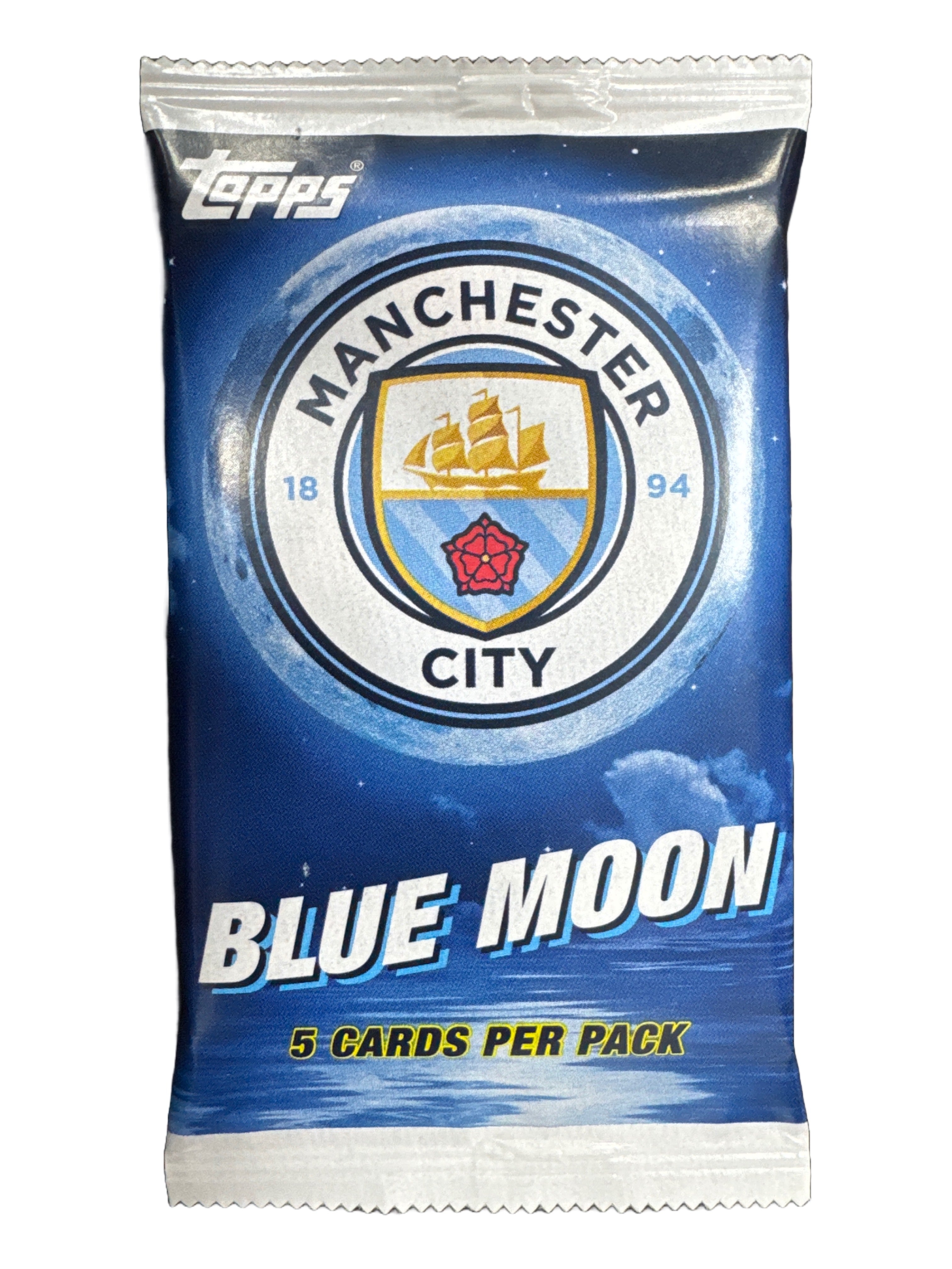 Topps Blue Moon Manchester City 2024/25 Single Pack - Official Football Trading Cards for Collectors & Fans - Perfect for Gifts, Display, and Game Nights