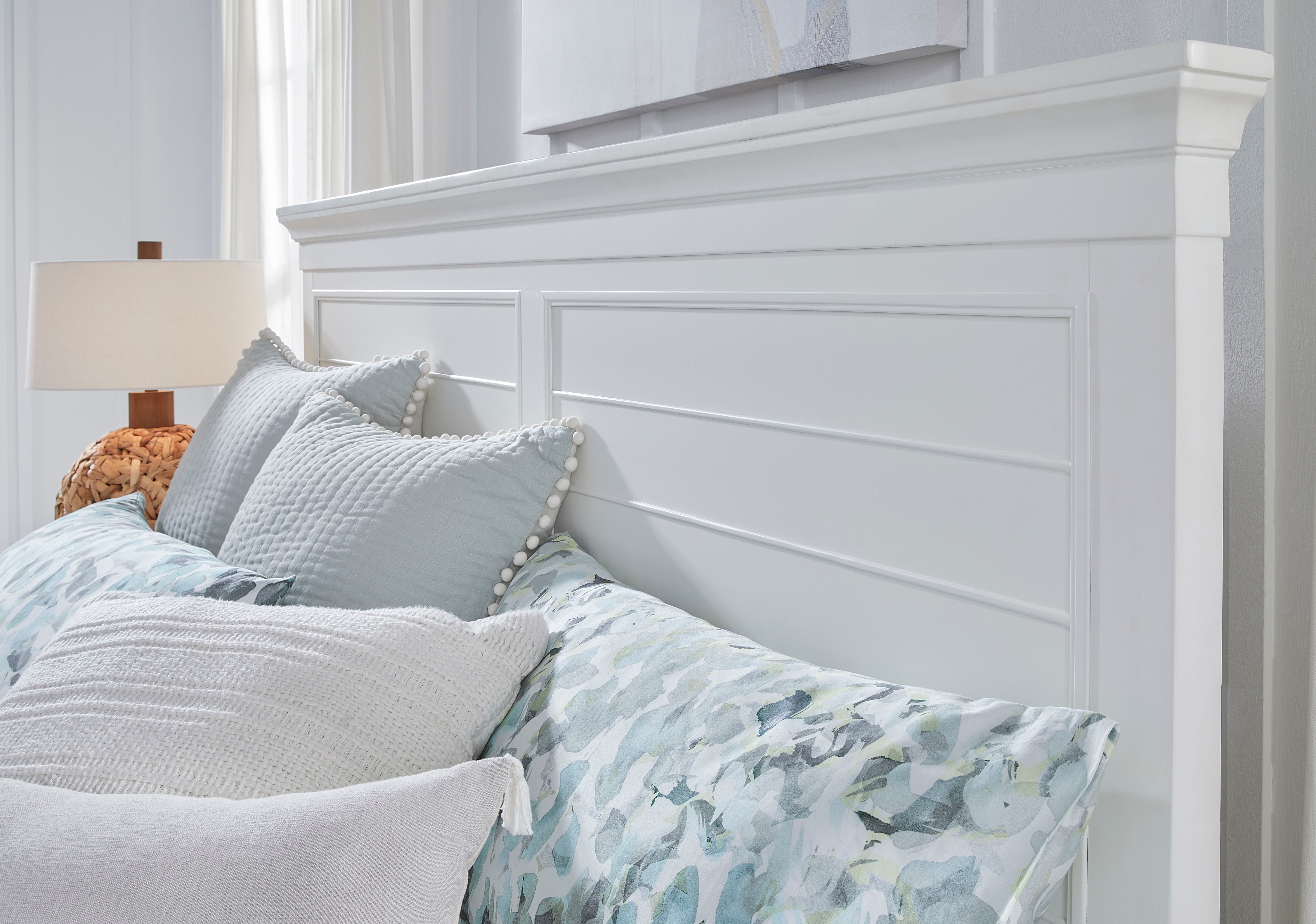 Charleston Complete Panel Bed - Queen Size Wooden Bed Frame with Upholstered Headboard - Modern Bedroom Furniture for Home Decor & Guest Room Setup