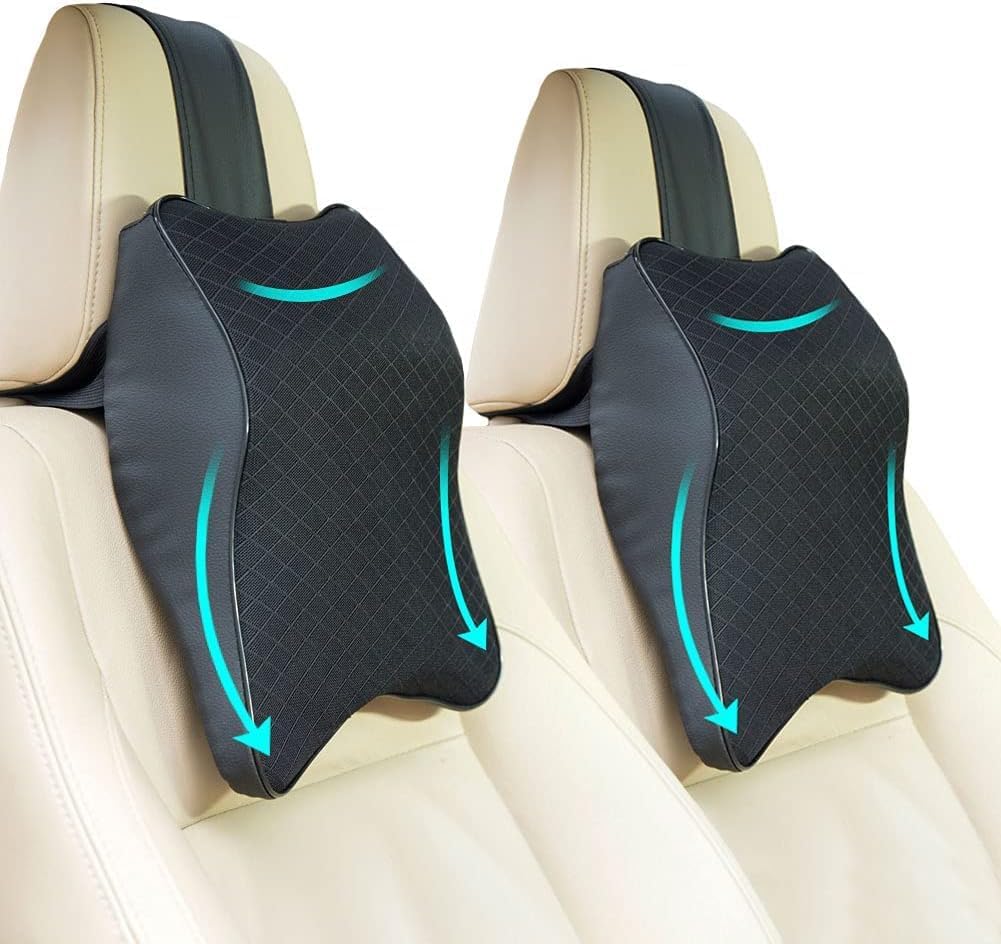 Premium Memory Foam Car Neck Pillow - Ergonomic Neck Support for Drivers & Passengers - Relieves Neck Pain - Fits Most Vehicles, Office Chairs & Travel - Black (Pack of 1) - Perfect for Long Drives, Commuting & Work Comfort