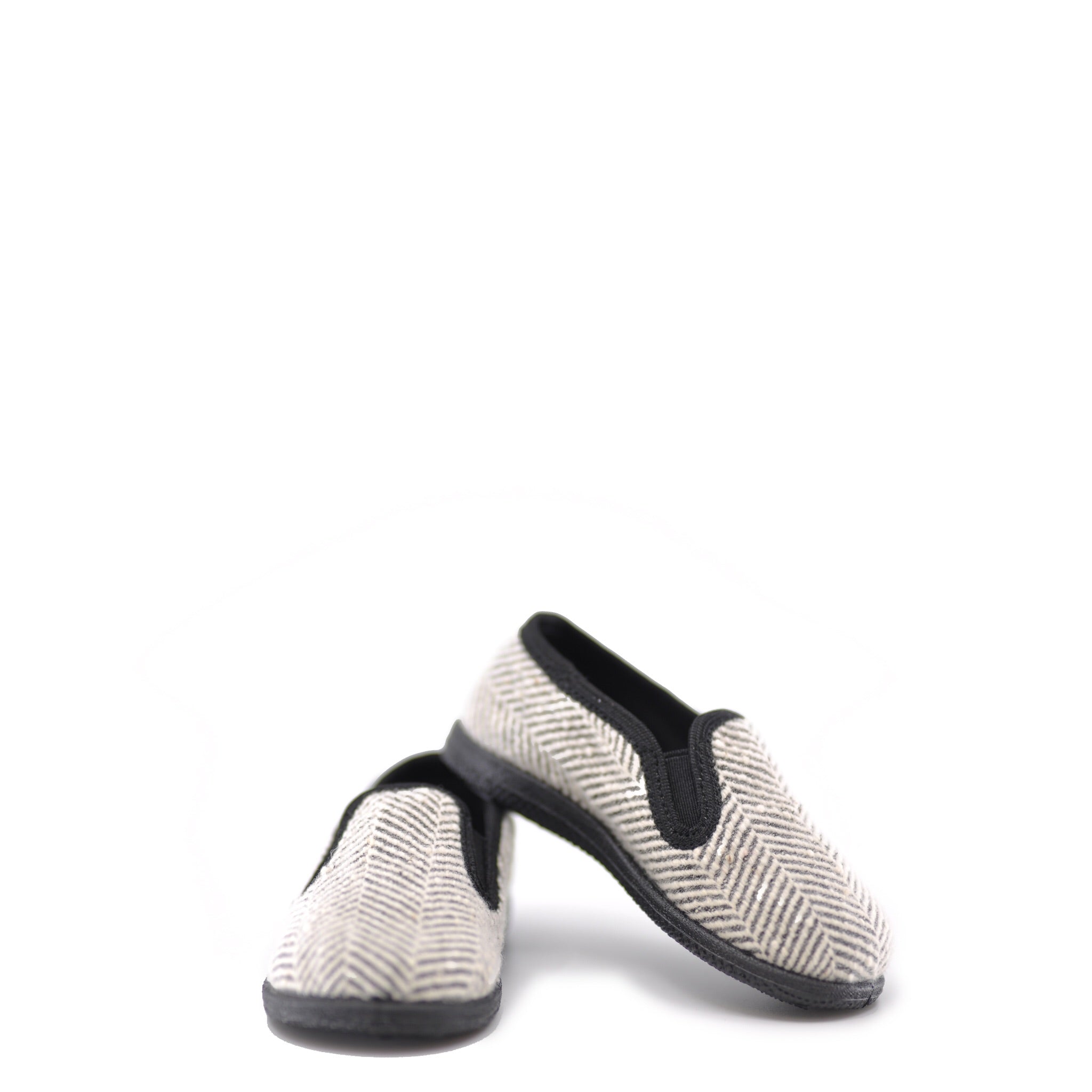Pepe Black and White Herringbone Slip-On Shoes for Men - Comfortable Casual Loafers for Work, Travel & Everyday Wear