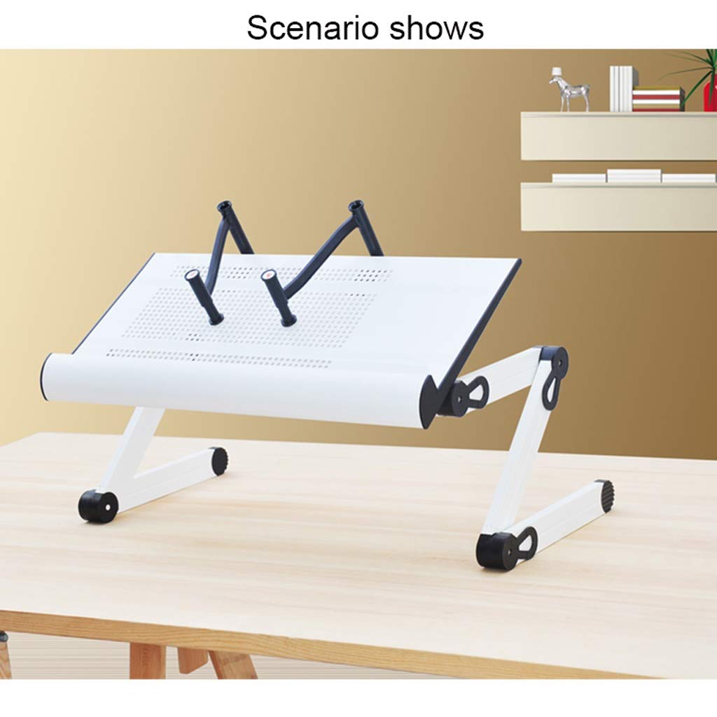 Foldable Aluminum Book Stand with Non-Slip Baffle & Book Presser - Adjustable Reading Shelf for Books, Laptops & Phones (White) | Perfect for Bed Reading, Office & Study Desk