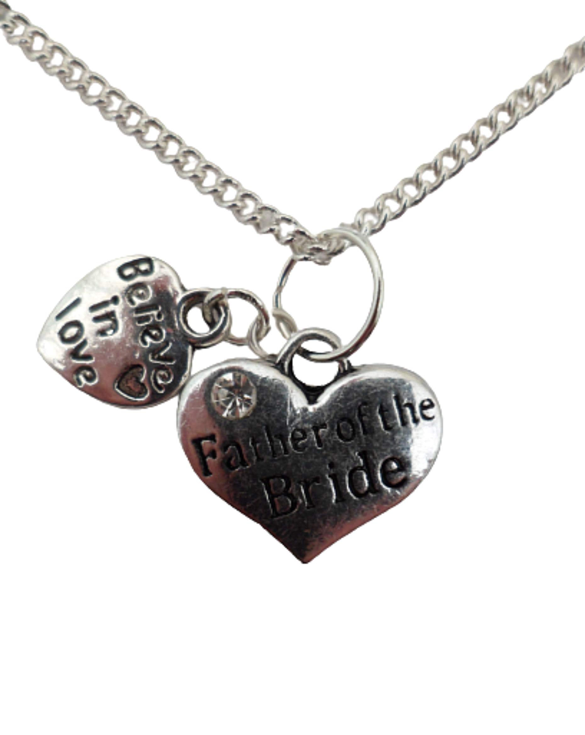 Silver Heart Charm Necklace for Bride's Father - Wedding Gift
