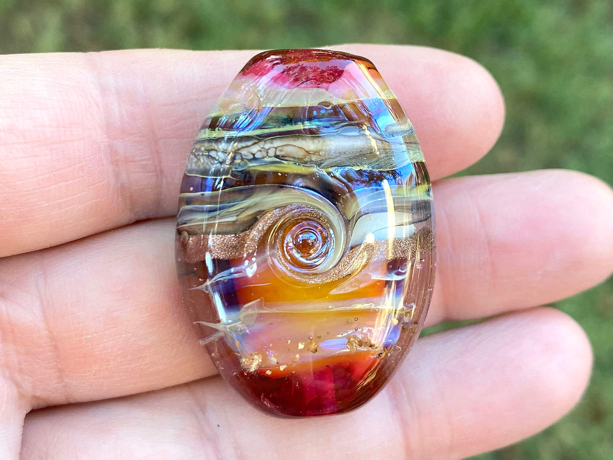 Pink Sunset Organic Lampwork Focal Bead SRA - Handmade Glass Bead for Jewelry Making, DIY Crafts & Beading Projects