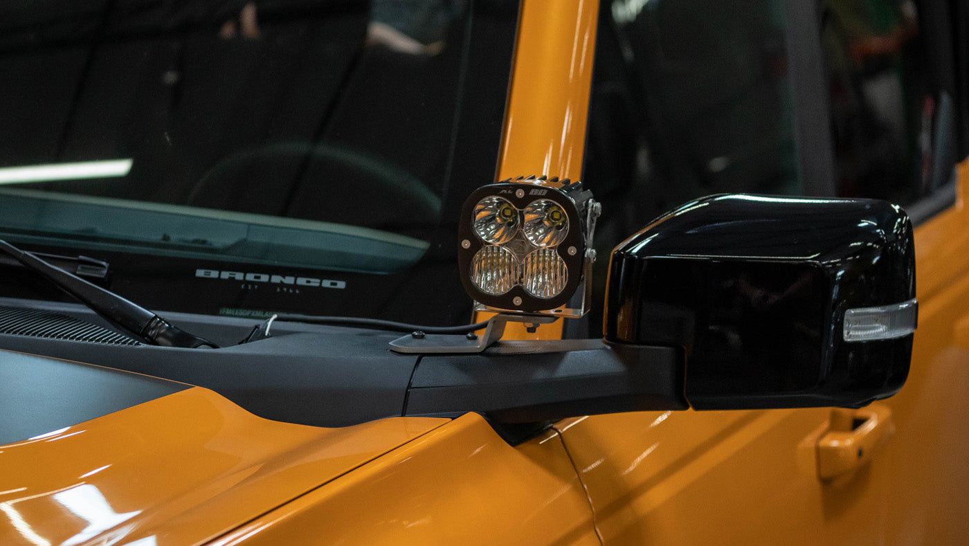 21-24 Ford Bronco & Bronco Raptor SDHQ Built A-Pillar Light Mounts | Off-Road LED Light Brackets | Perfect for Trail Riding, Overlanding & Night Driving