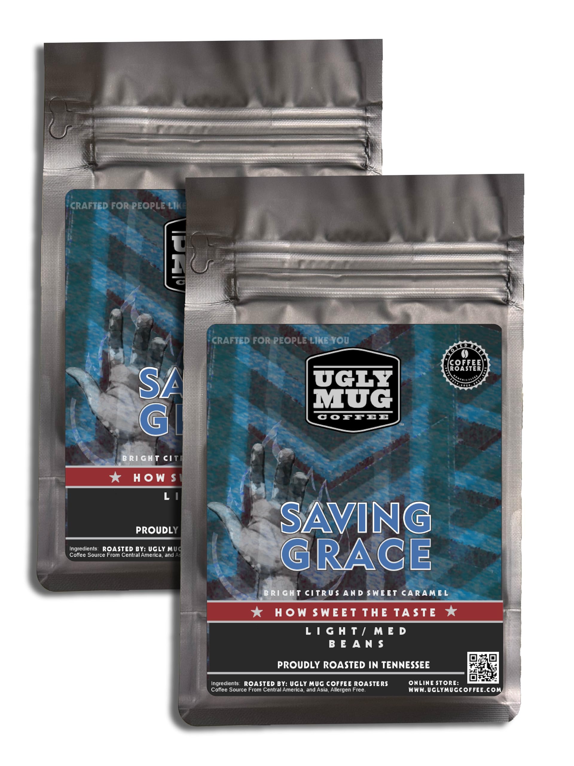Ugly Mug Coffee Medium Roast | 2-12oz Ground Coffee Packs (Saving Grace) - Perfect for Home Brewing, Office Use & Gifts