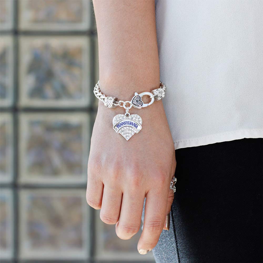 Inspired Silver - Sterling Silver Pave Heart Charm Bracelet with Cubic Zirconia Stones | Elegant Jewelry Gift for Women, Girlfriend, Wife | Perfect for Valentine's Day, Anniversary & Special Occasions