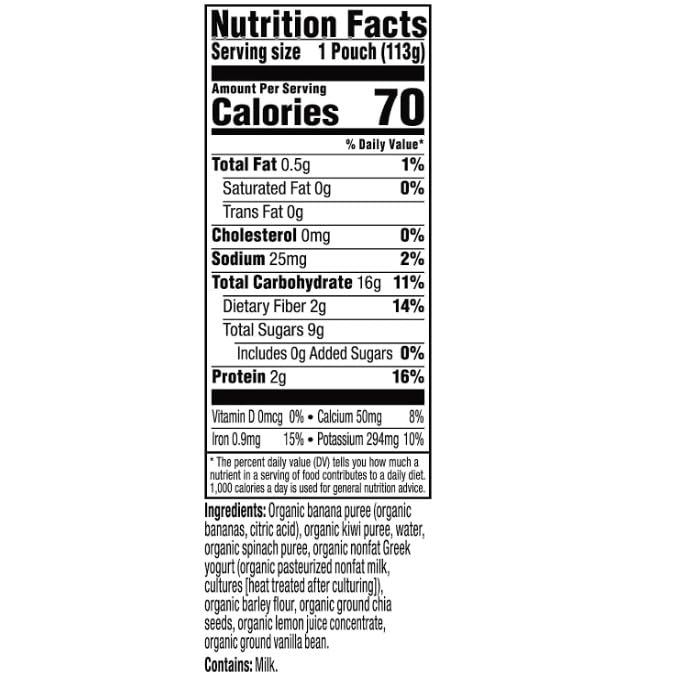 Organic Toddler Food Pouch - Plum Organics Mighty Morning with Banana, Kiwi, Spinach, Greek Yogurt & Barley - 4oz (Pack of 6) - Healthy Snack for Babies & Toddlers - Perfect for On-the-Go, Daycare & Travel